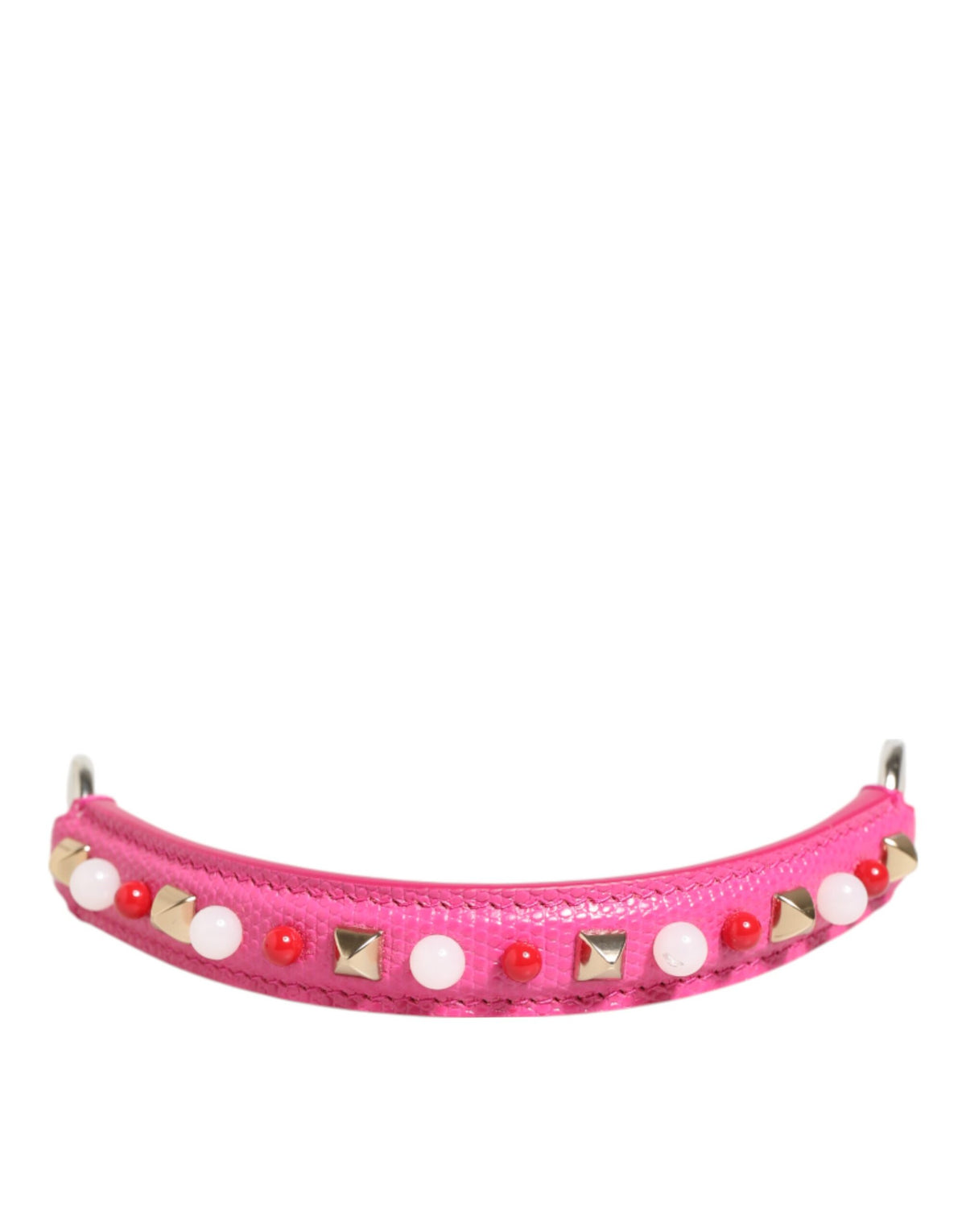 Elevate your style with the Dolce & Gabbana Pink Embellished Leather Bag Handle Shoulder Strap, a luxurious blend of exquisite craftsmanship and playful elegance, perfect for the discerning individual.