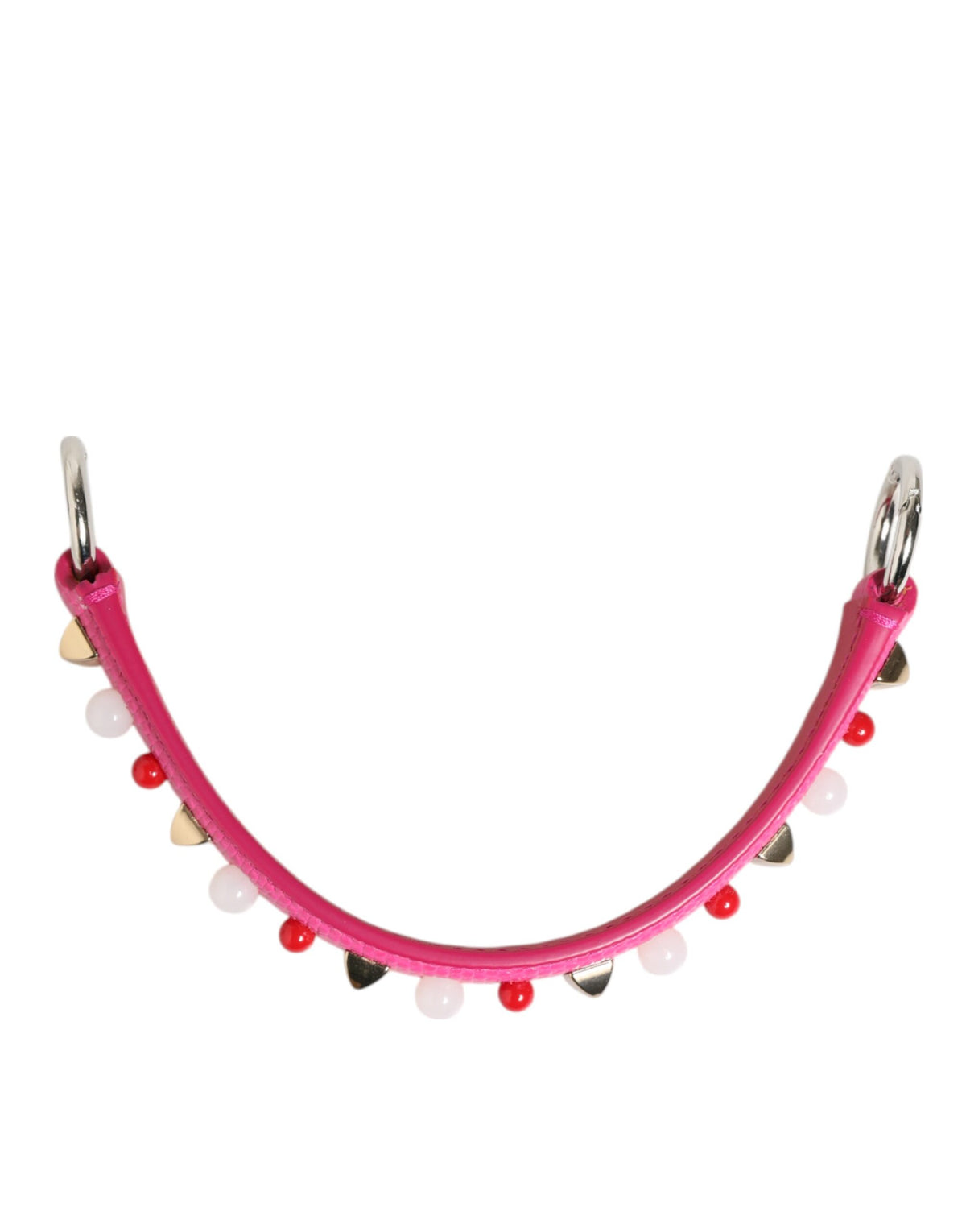 Elevate your style with the Dolce & Gabbana Pink Embellished Leather Bag Handle Shoulder Strap, a luxurious blend of exquisite craftsmanship and playful elegance, perfect for the discerning individual.