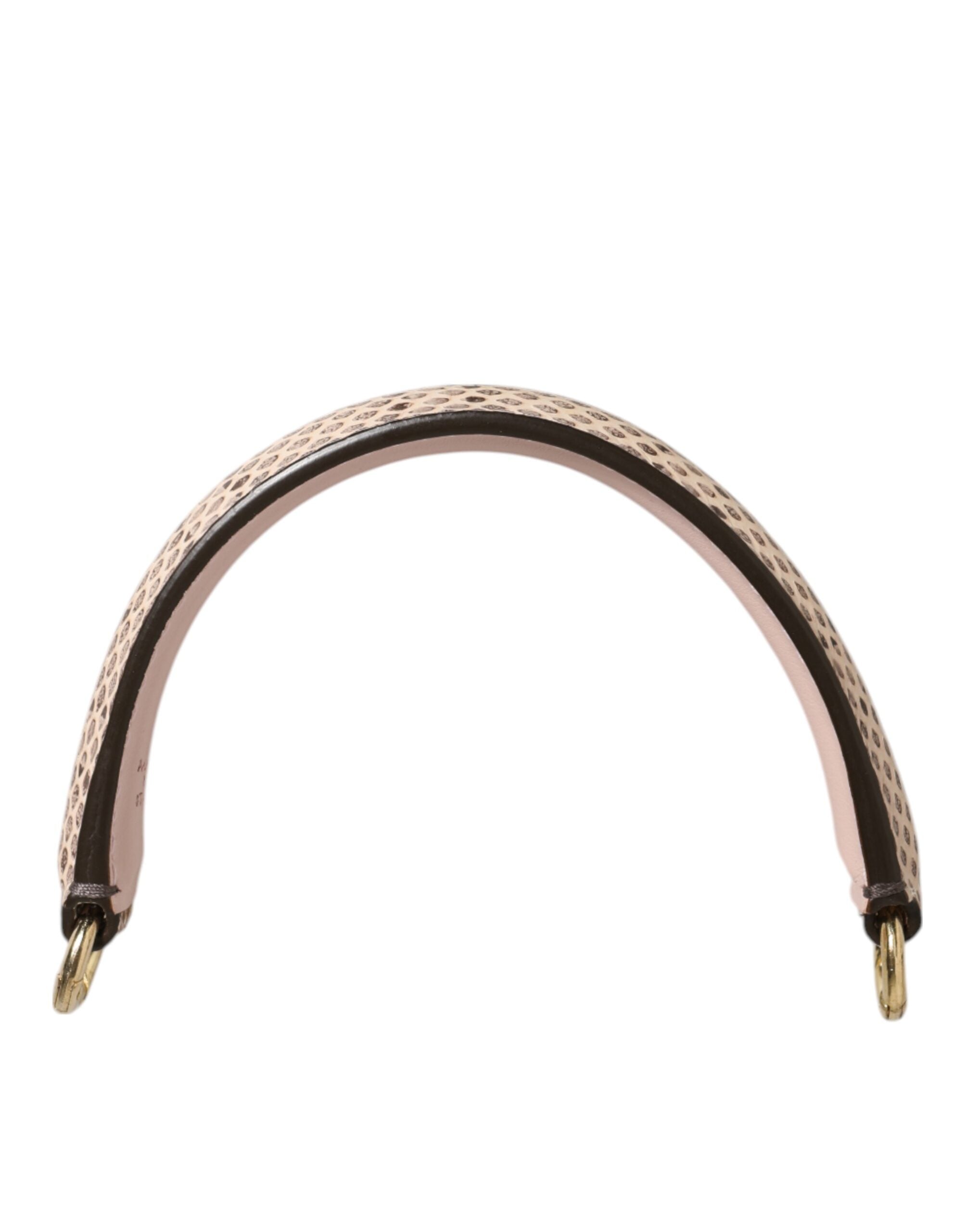 Dolce & Gabbana Beige Brown Snakeskin Leather Gold Ring Shoulder Strap