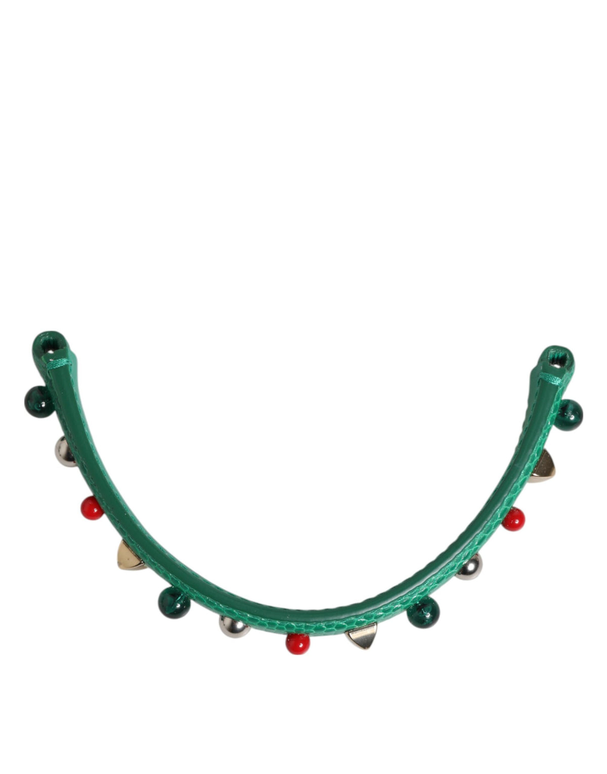 Elevate your style with the Dolce & Gabbana Green Embellished Leather Shoulder Strap, a luxurious accessory crafted from exquisite calf leather, perfect for the discerning individual.