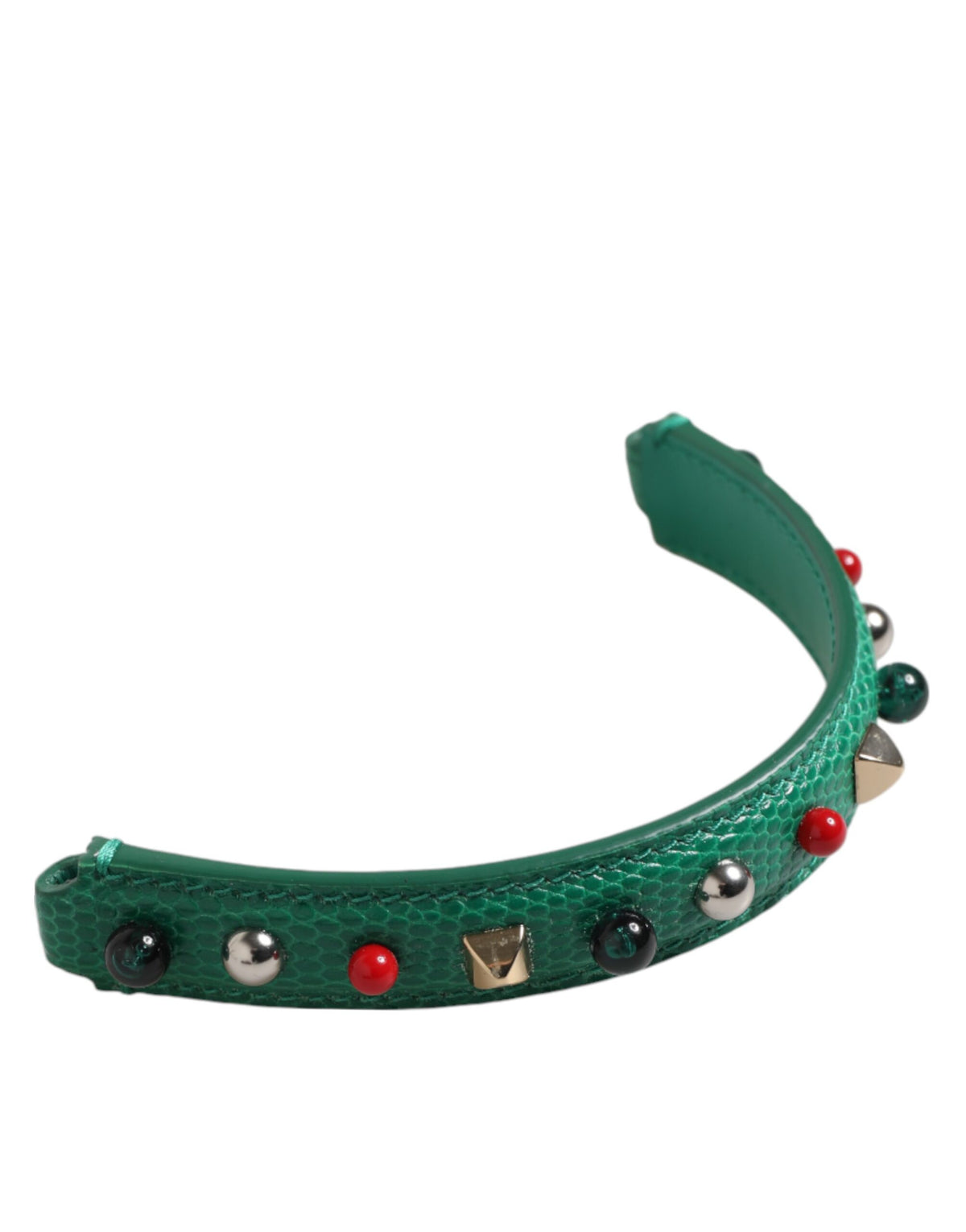 Elevate your style with the Dolce & Gabbana Green Embellished Leather Shoulder Strap, a luxurious blend of exquisite craftsmanship and timeless elegance, perfect for the discerning individual.
