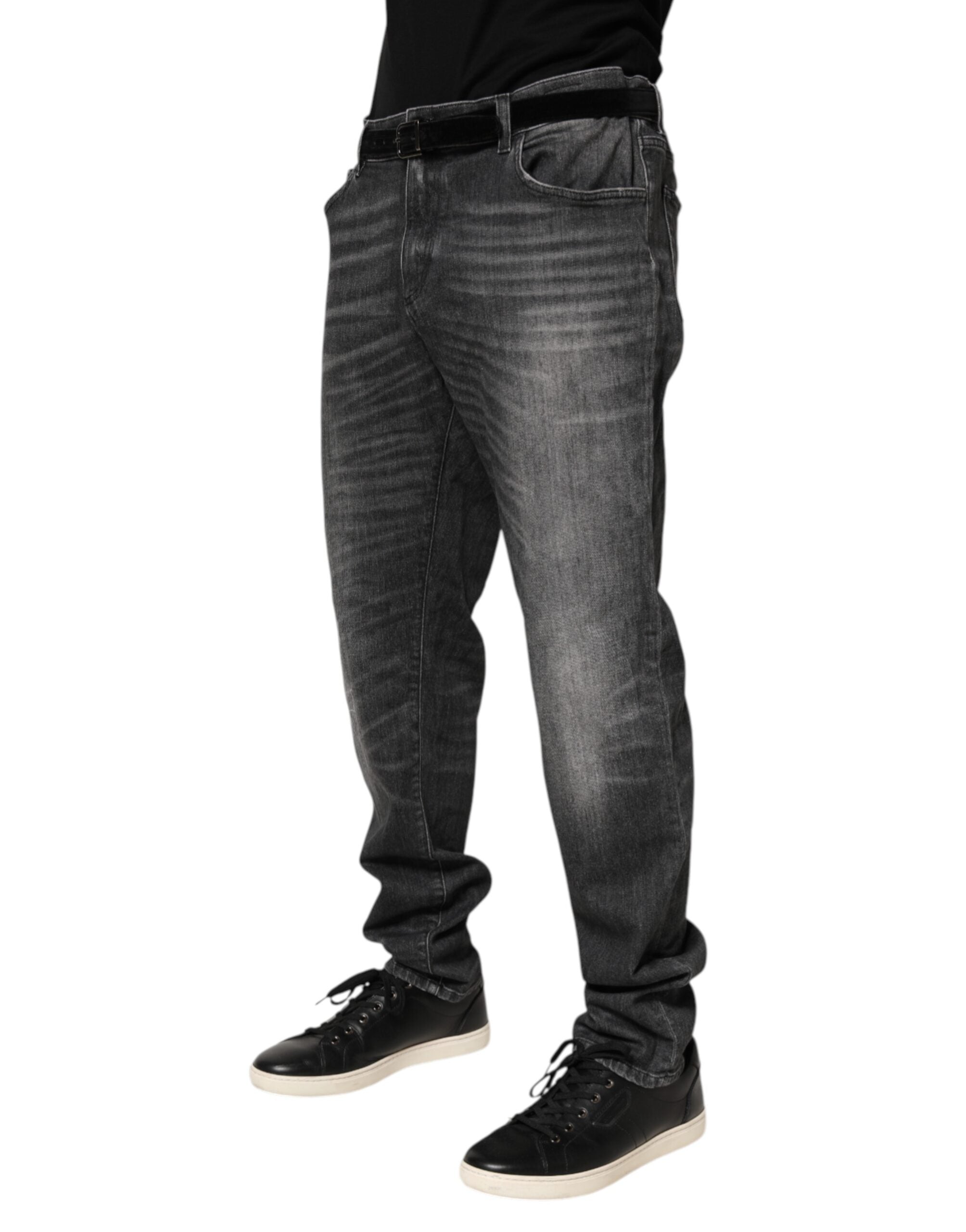 Dolce & Gabbana Black Gray Wash Slim Fit Straight Leg Denim Jeans