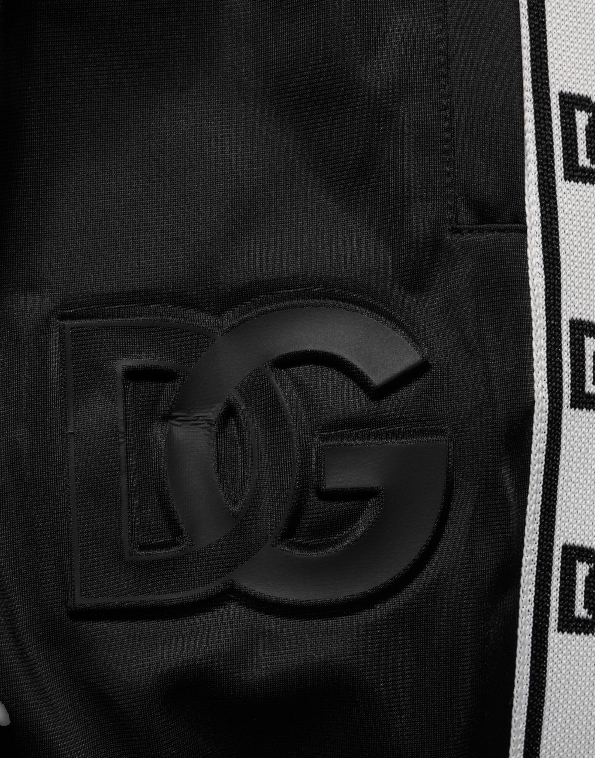 Dolce & Gabbana Black Polyester Logo Stripe Track Jogger Pants