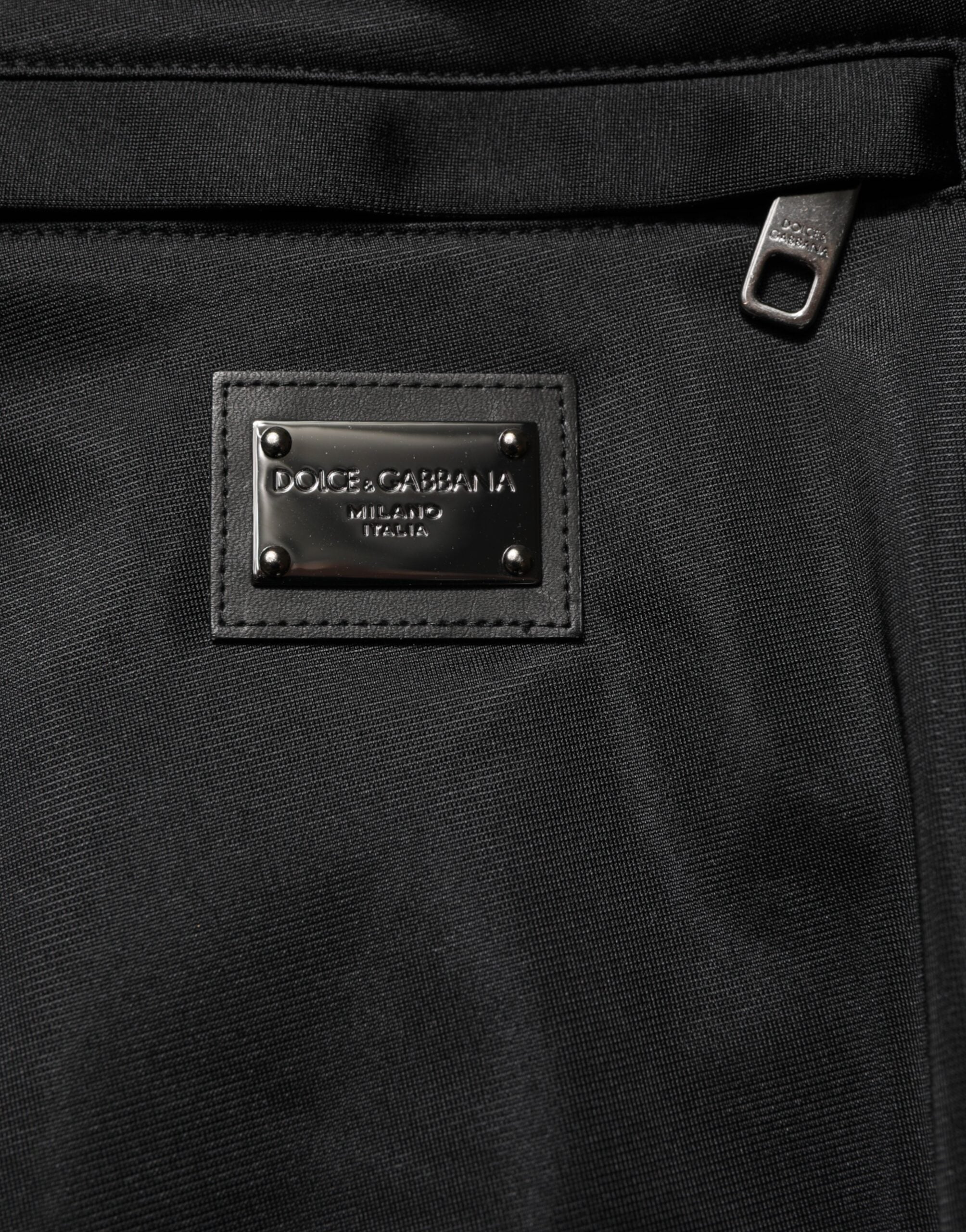 Dolce & Gabbana Black Polyester Logo Plaque Sweatpants Jogger Pants