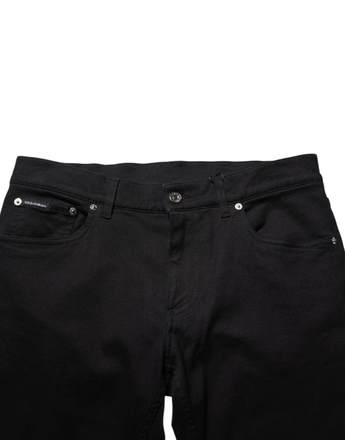 Dolce & Gabbana Black Cotton Blend Skinny Trousers, Luxurious Couture