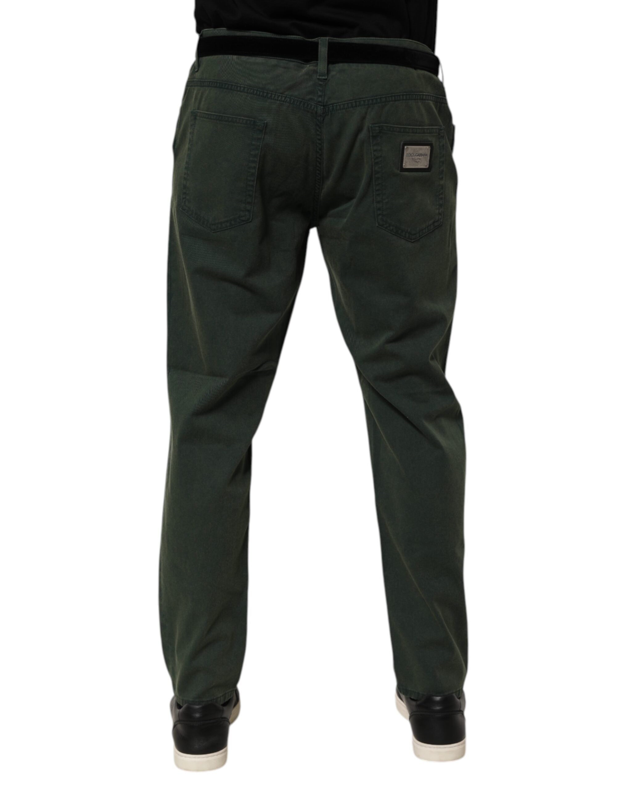 Dolce & Gabbana Dark Green Cotton Stretch Loose Denim Jeans
