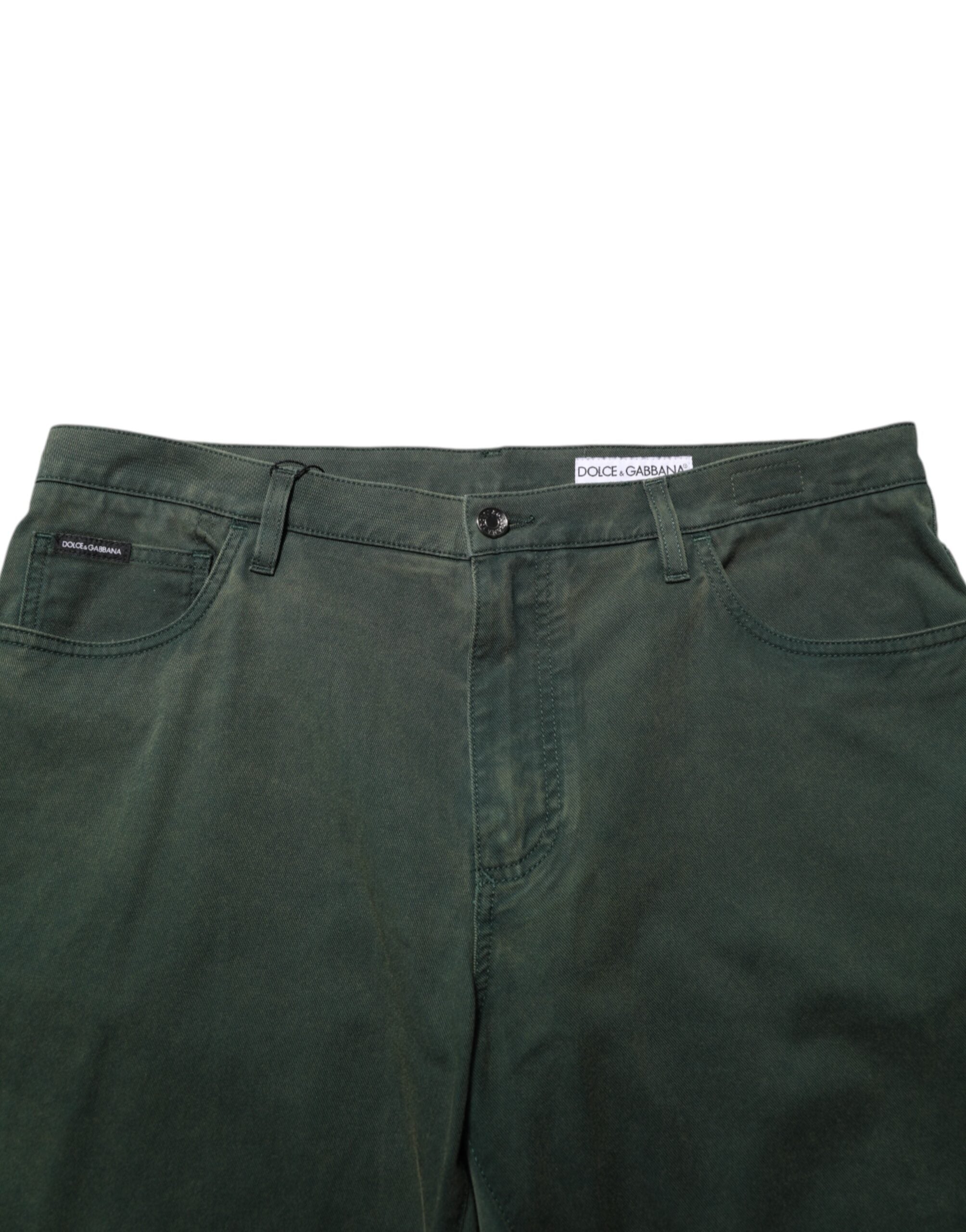 Dolce & Gabbana Dark Green Cotton Stretch Loose Denim Jeans