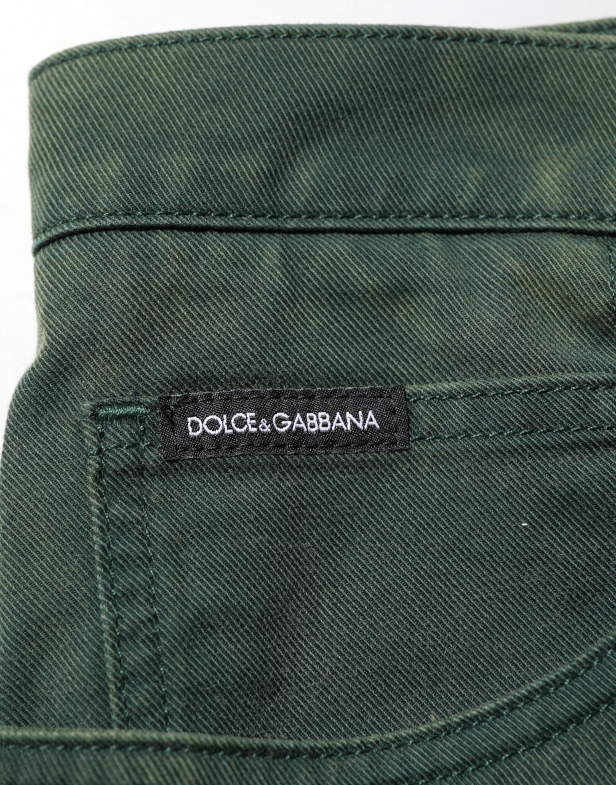 Dolce & Gabbana Dark Green Cotton Stretch Loose Denim Jeans
