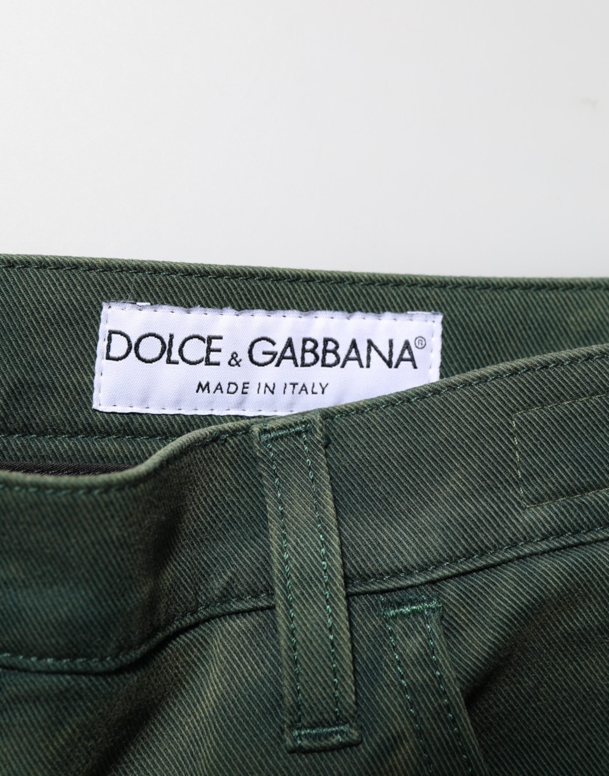 Dolce & Gabbana Dark Green Cotton Stretch Loose Denim Jeans