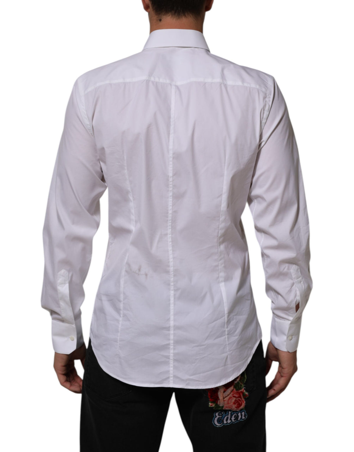 Elevate your wardrobe with the Dolce & Gabbana White Cotton MARTINI Formal Men Dress Shirt, a masterpiece of Italian craftsmanship that embodies timeless elegance and sophisticated allure.