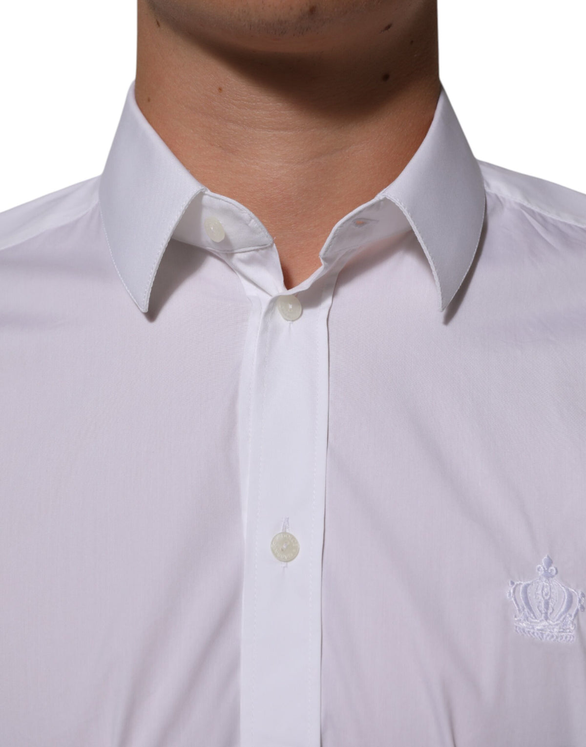 Elevate your wardrobe with the Dolce & Gabbana White Cotton MARTINI Formal Dress Shirt, a masterpiece of Italian craftsmanship blending luxury and sophistication for the discerning individual.