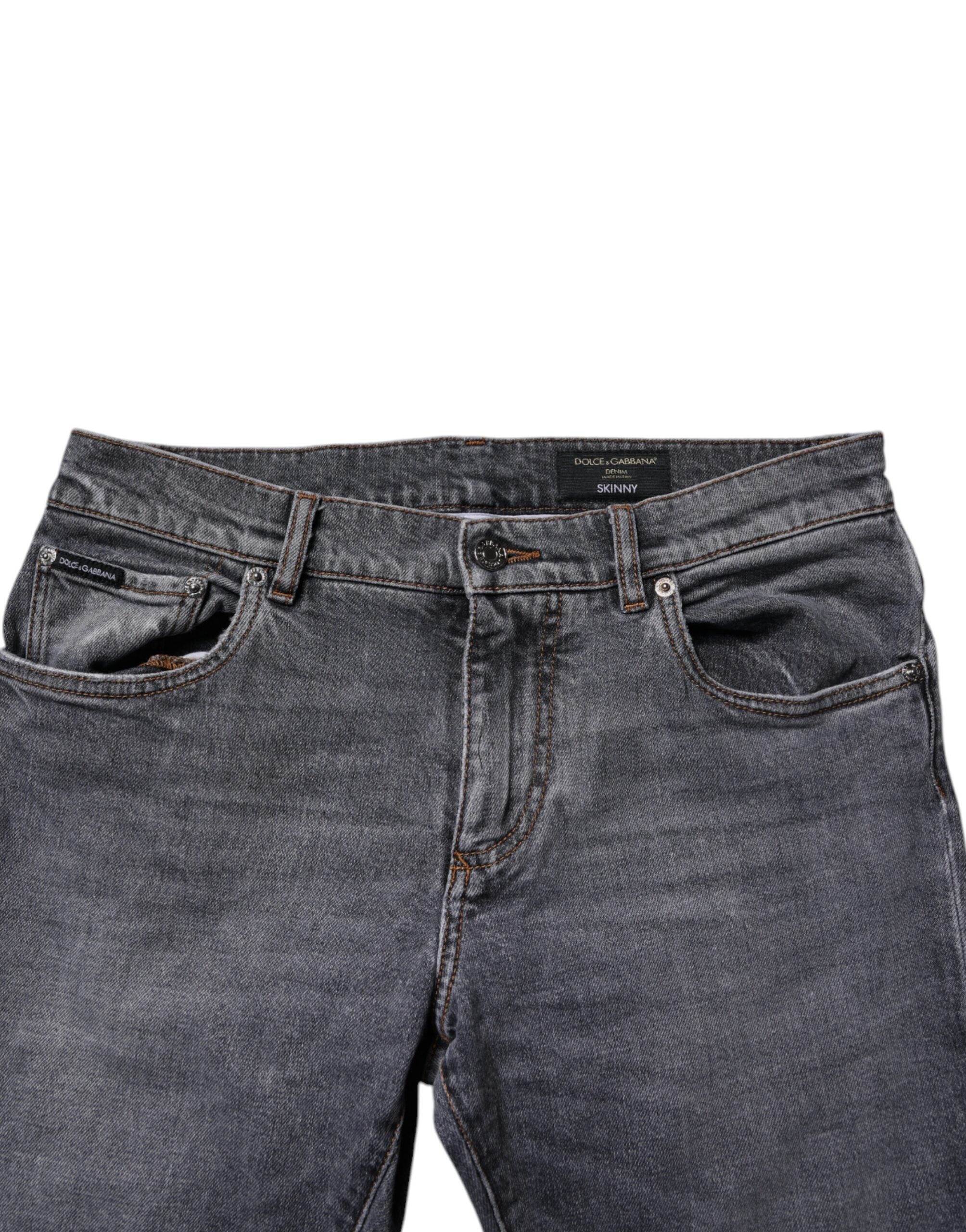 Dolce & Gabbana Dark Gray Cotton Stretch Skinny Denim Jeans