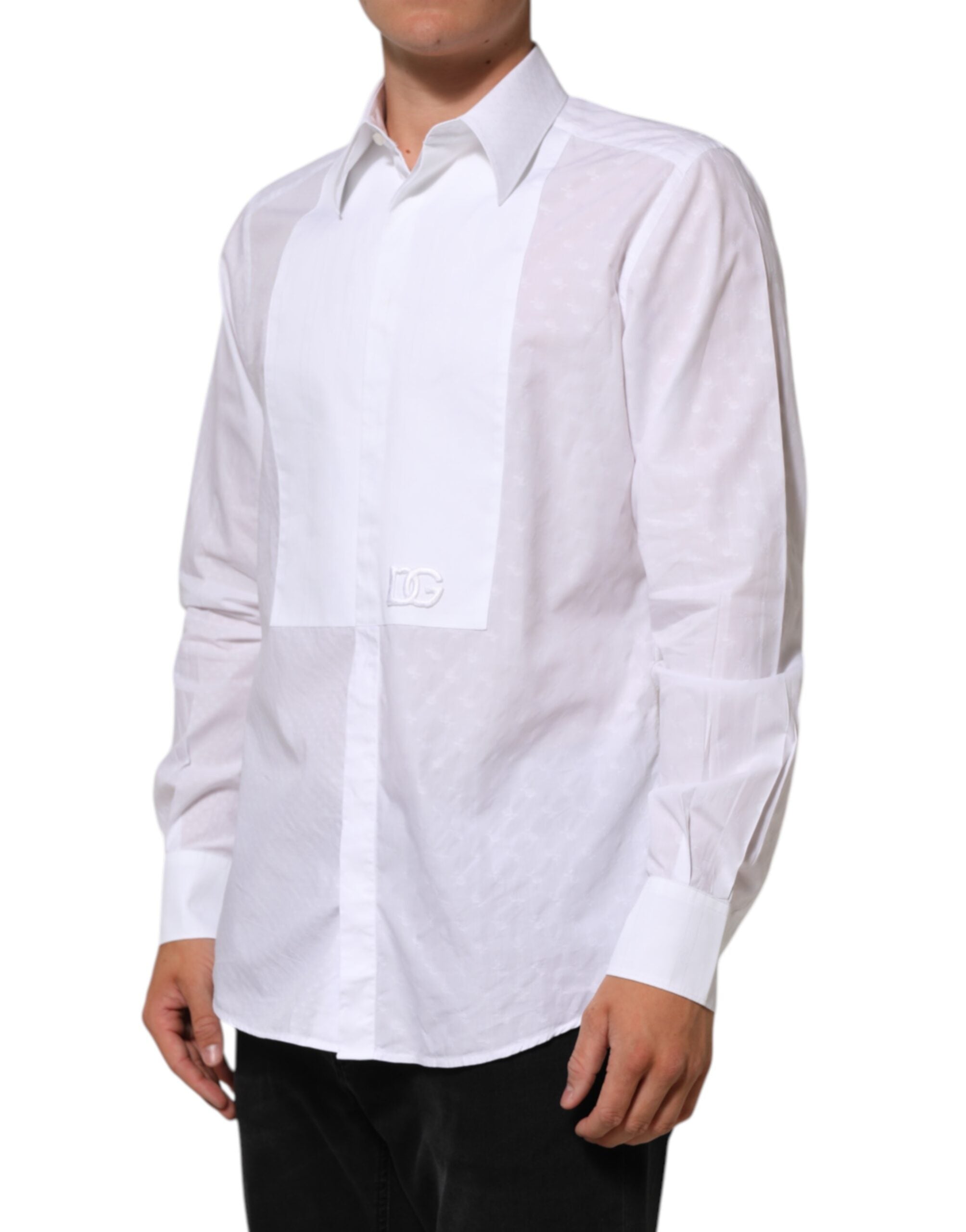 Dolce & Gabbana White Cotton MARTINI Bib Formal Dress Shirt