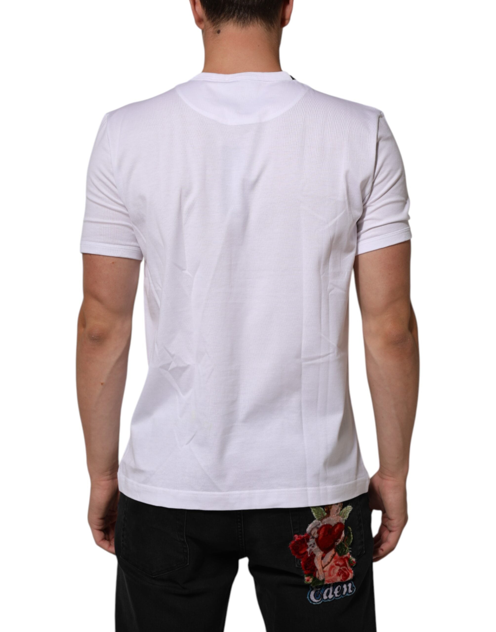 Dolce & Gabbana White Goodluck 2021 Cotton Crew Neck T-shirt