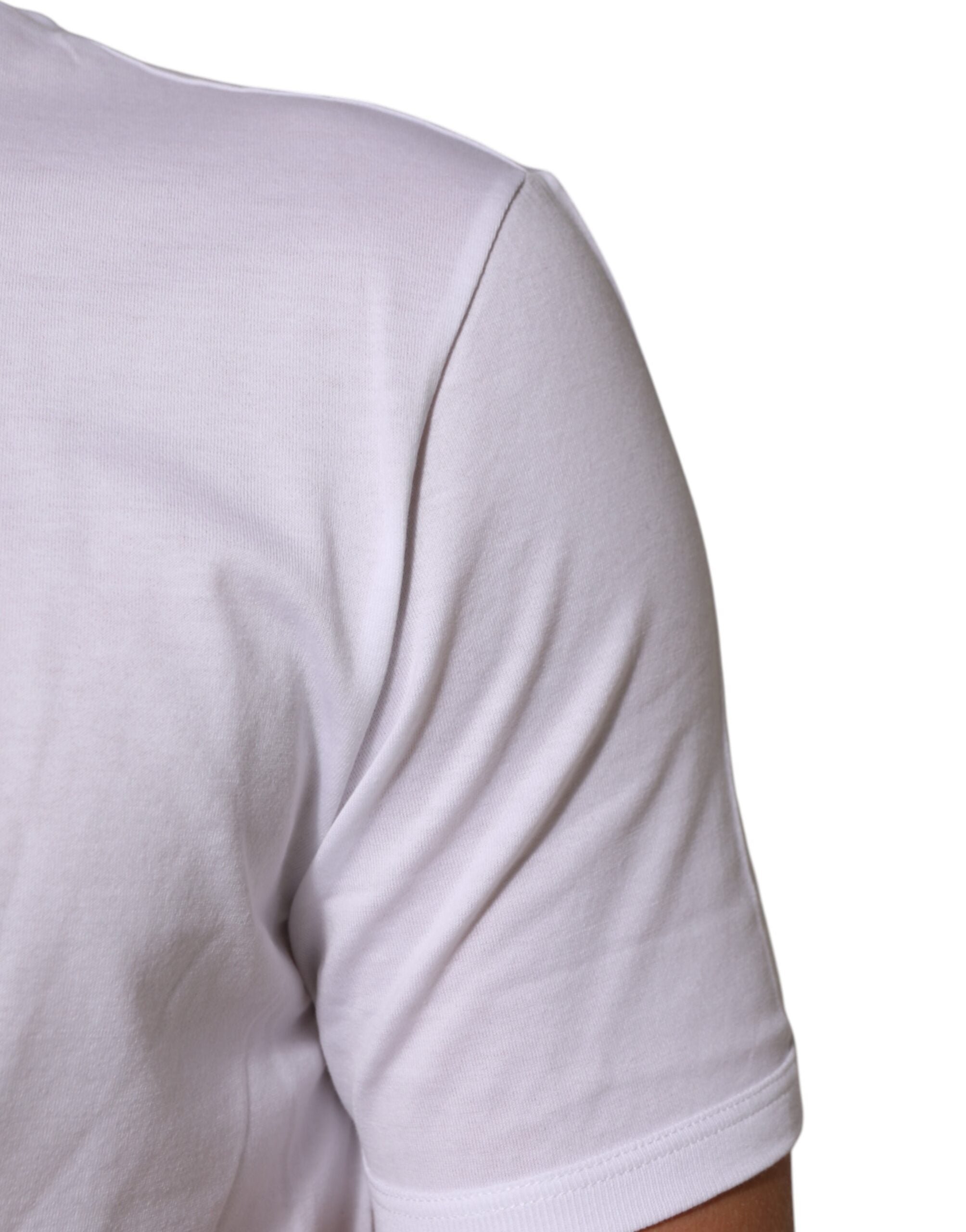 Dolce & Gabbana White Goodluck 2021 Cotton Crew Neck T-shirt