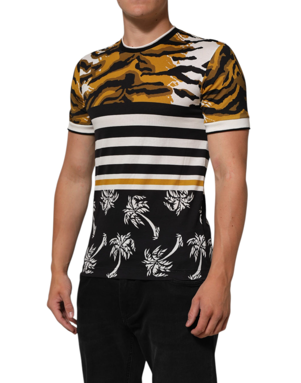 Dolce & Gabbana Multicolor Leopard Palm Leaf T-shirt - Luxury Fashion