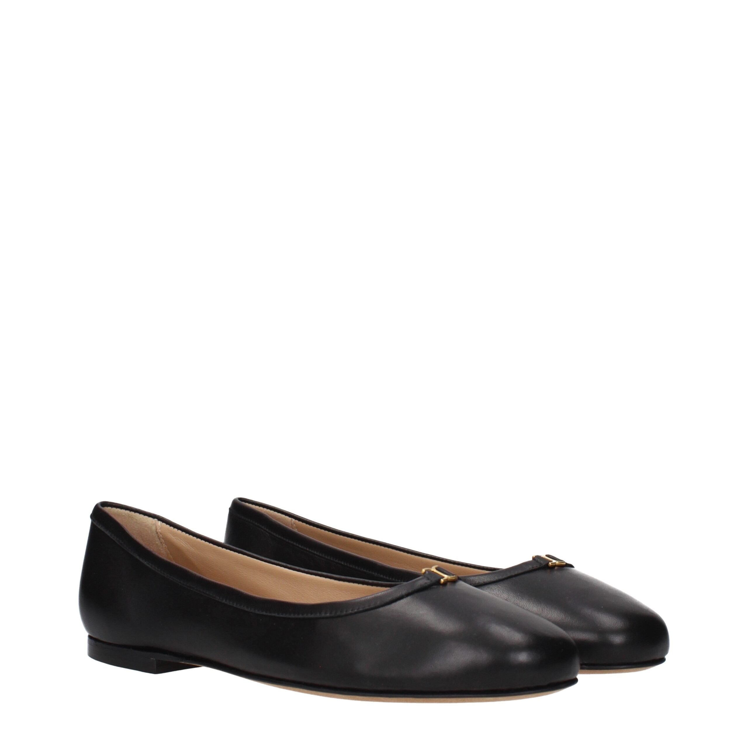 Chloé Black Leather Ballet Flats – Designer Artisanal Elegance