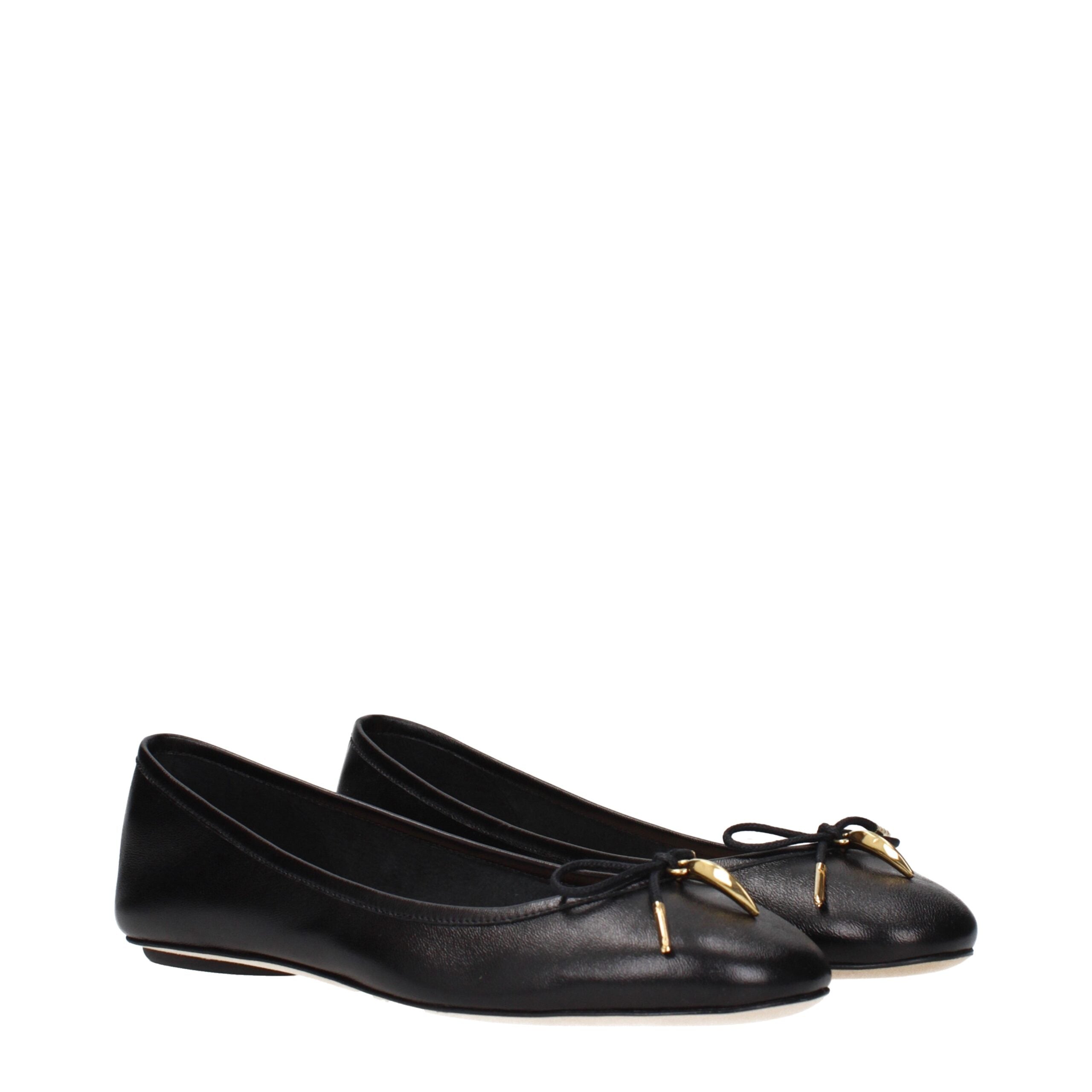 Chloé Black Leather Ballet Flats - Artisanal Luxury Elegance