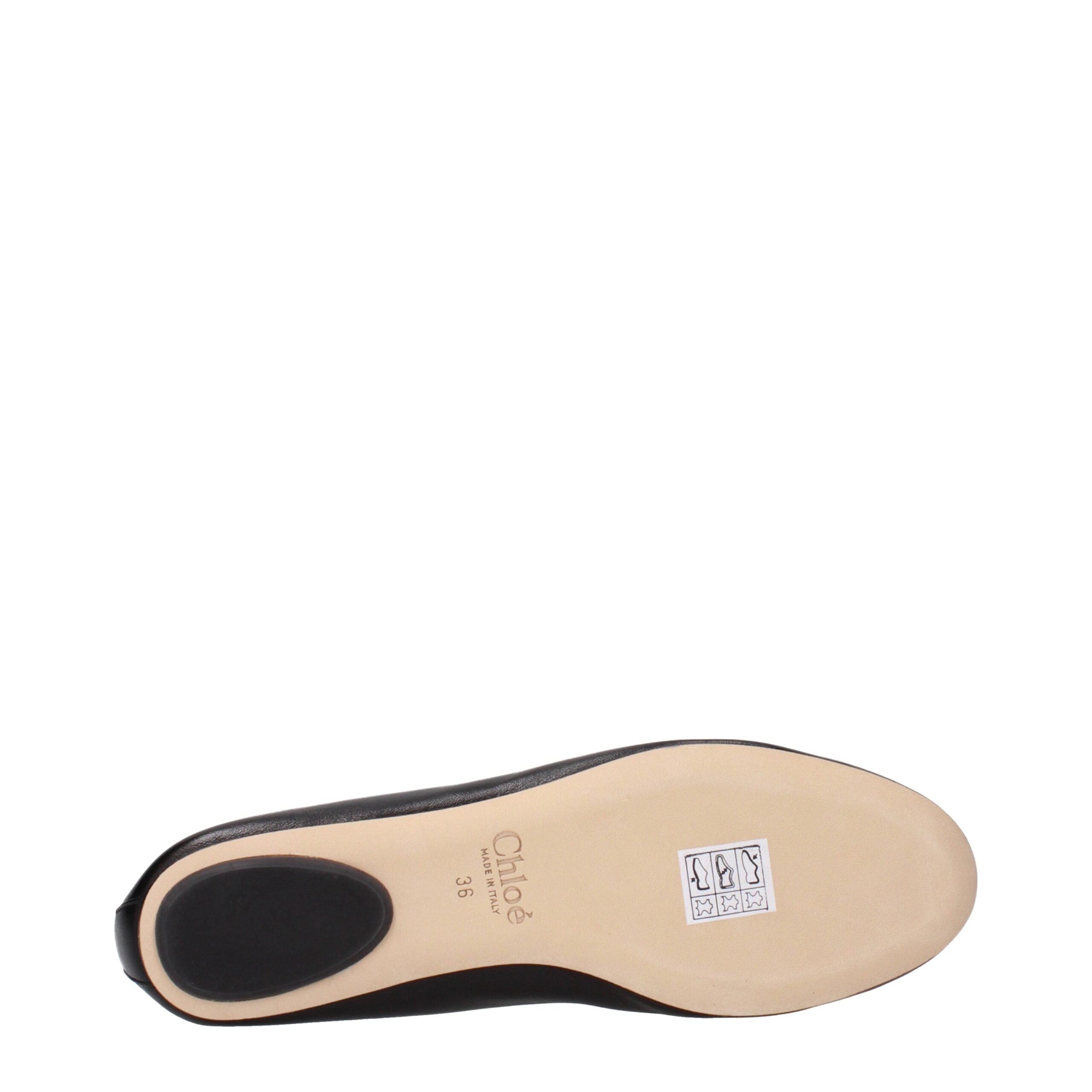 Chloé Black Leather Ballet Flats - Artisanal Luxe Elegance