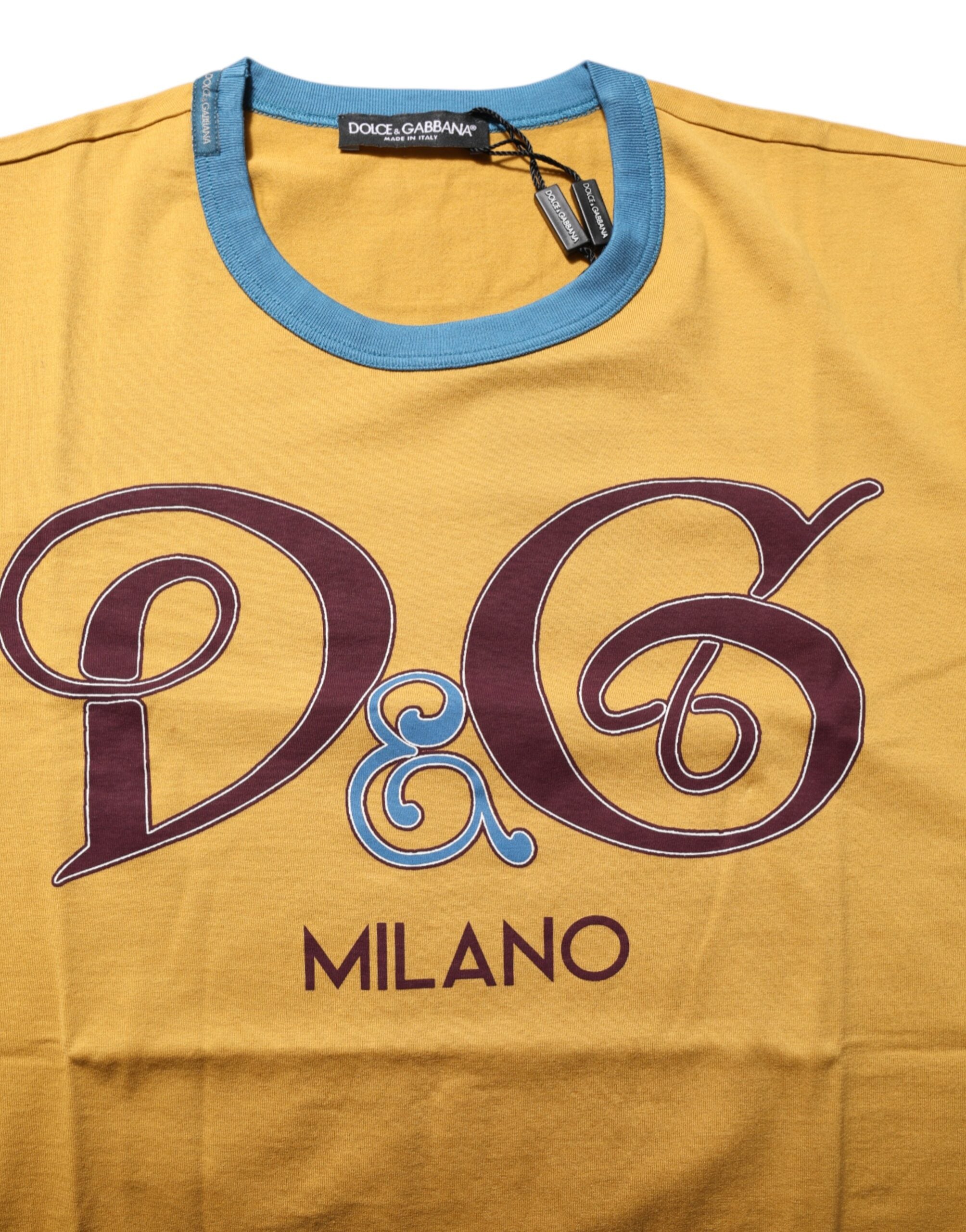 Dolce & Gabbana Yellow Logo Crew Neck Short Sleeves T-shirt