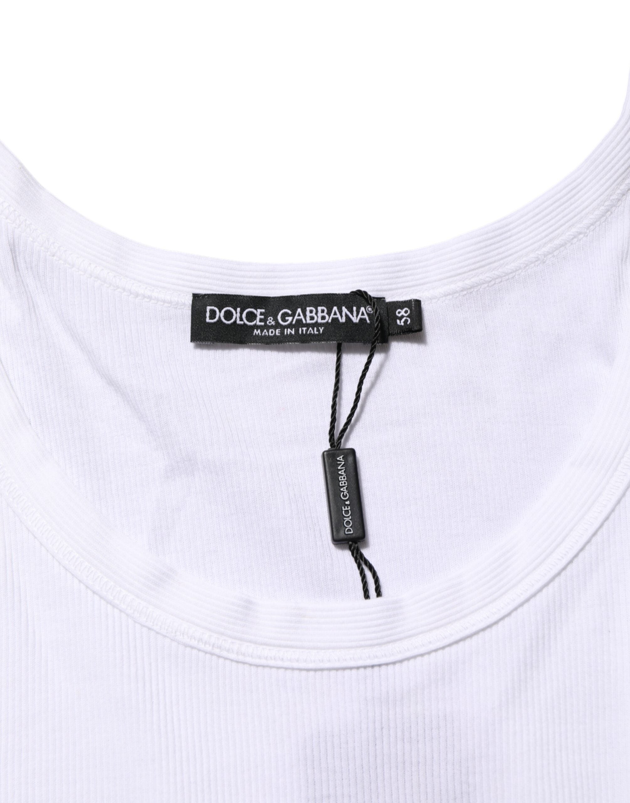 Dolce & Gabbana White Sleeveless Round Neck Tank T-shirt