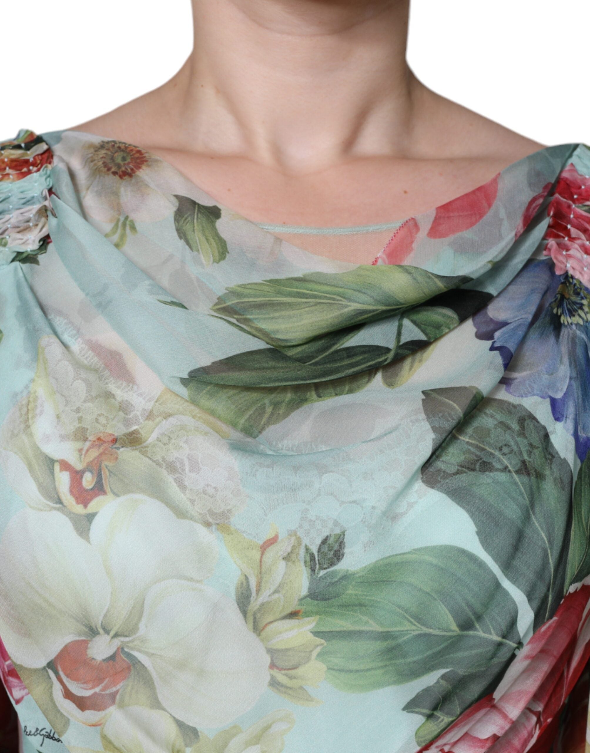 Dolce & Gabbana Blue Floral Print Maxi Dress - Exquisite Silk Elegance