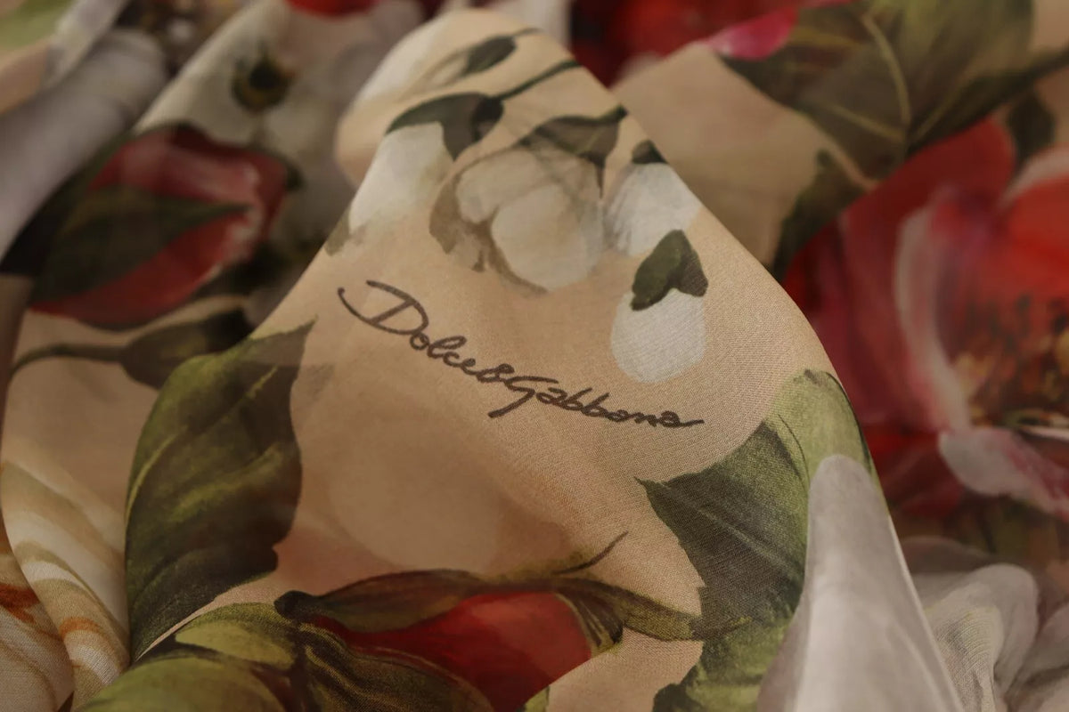 Indulge in the exquisite Dolce & Gabbana Beige Floral Sleeveless A-line Mini Dress, a masterpiece of silk craftsmanship that embodies timeless elegance and sophisticated allure.