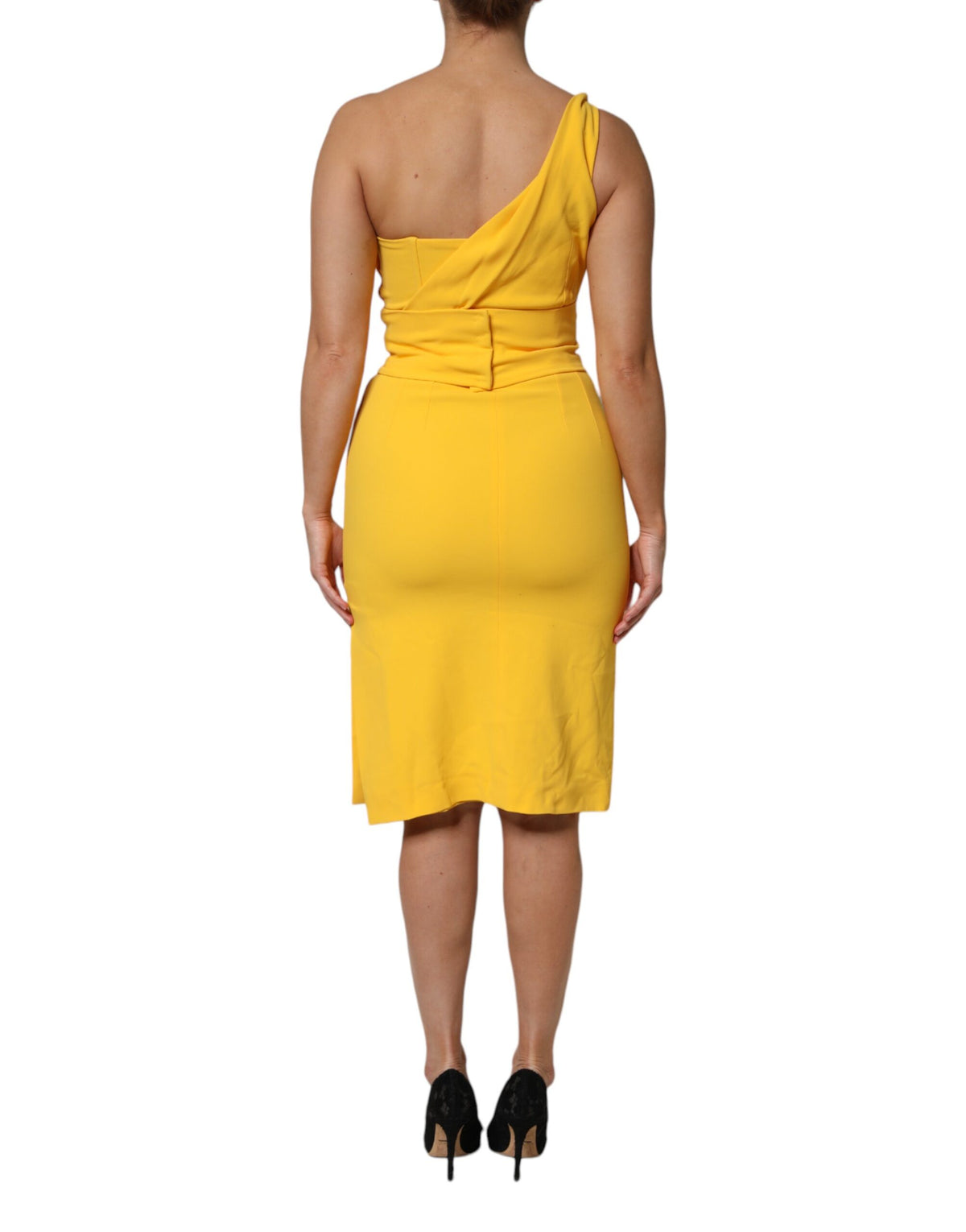 Dolce & Gabbana Yellow One Shoulder Sheath Dress - Timeless Luxury