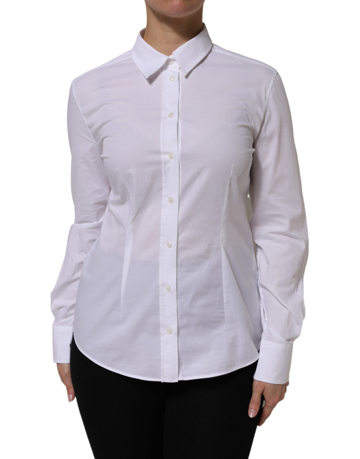 Elevate your wardrobe with the Dolce & Gabbana White Cotton Collared Dress Formal Shirt Top, where Italian artistry meets timeless elegance for sophisticated moments.