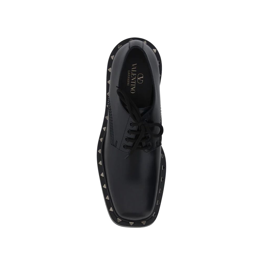 Valentino Garavani Black Calfskin Oxfords And Derbies