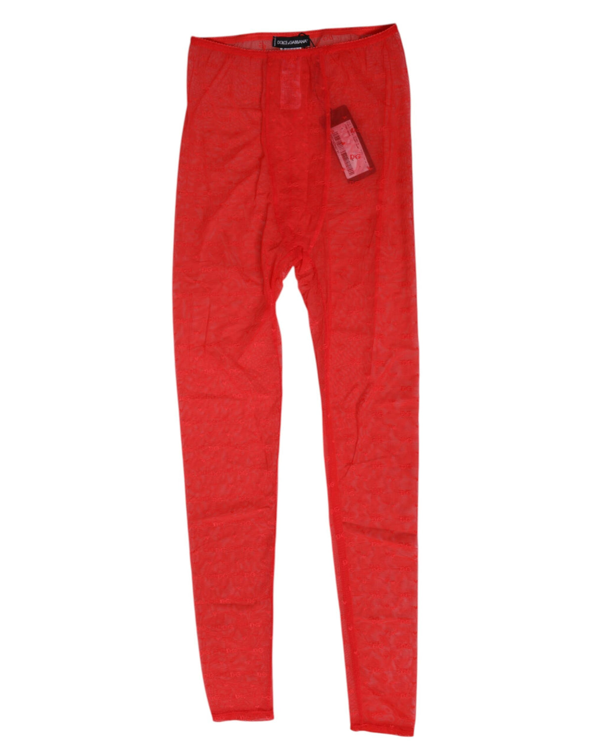 Experience the allure of Dolce & Gabbana's Red Nylon Logo Lace Leggings, crafted in Italy for a luxurious fit that embodies confidence and sensuality.