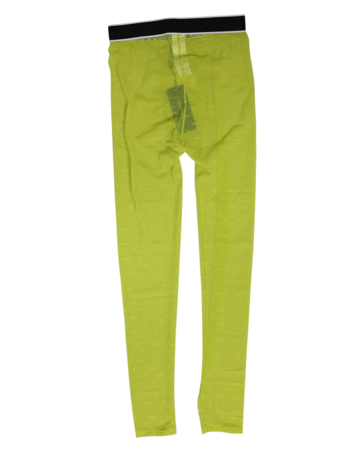 Indulge in the exquisite Dolce & Gabbana Neon Green Nylon Logo Lace Leggings, where luxurious craftsmanship meets sensual allure, perfect for the confident individual.
