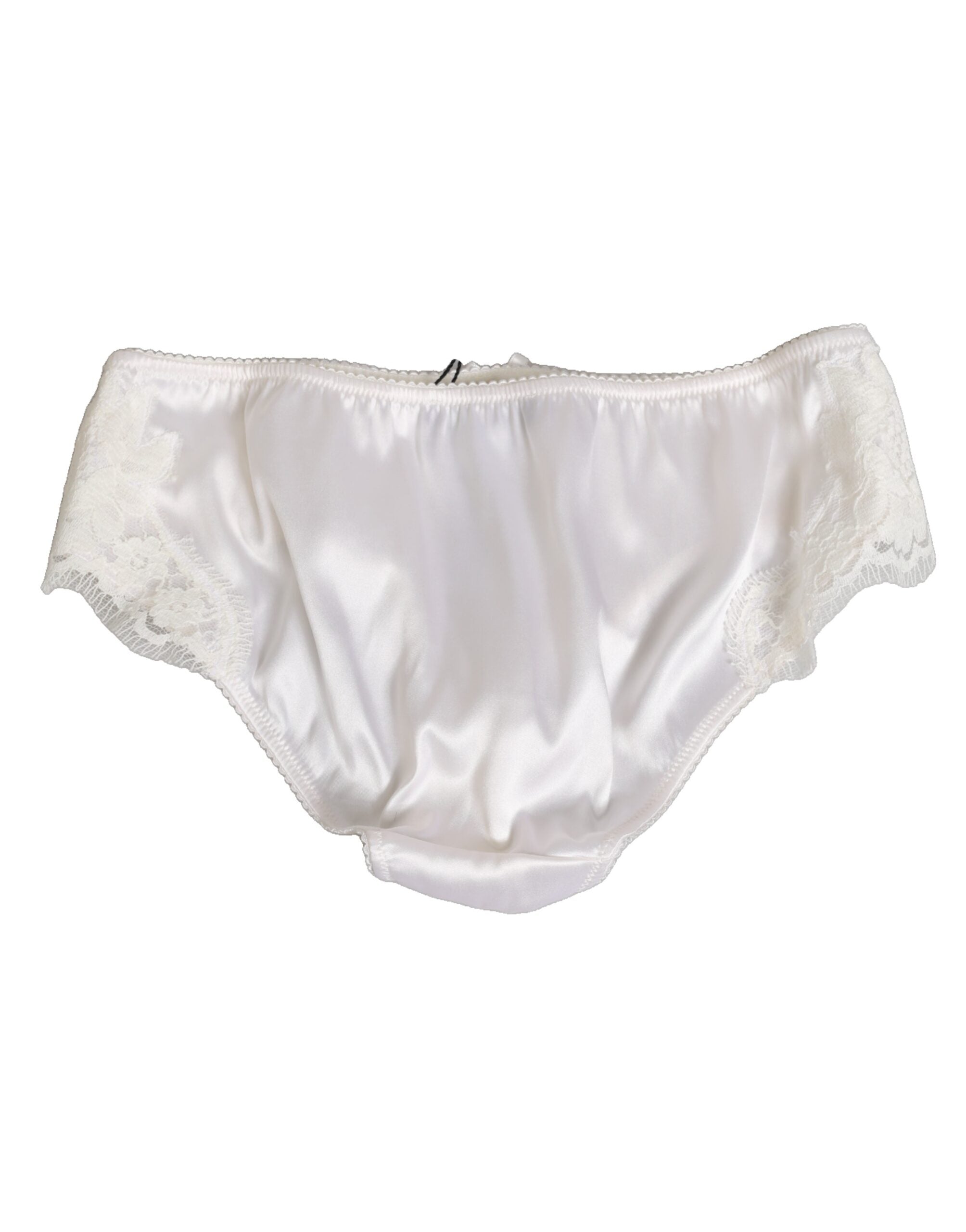 Dolce & Gabbana White Silk Satin Floral Lace Panty Brief Underwear