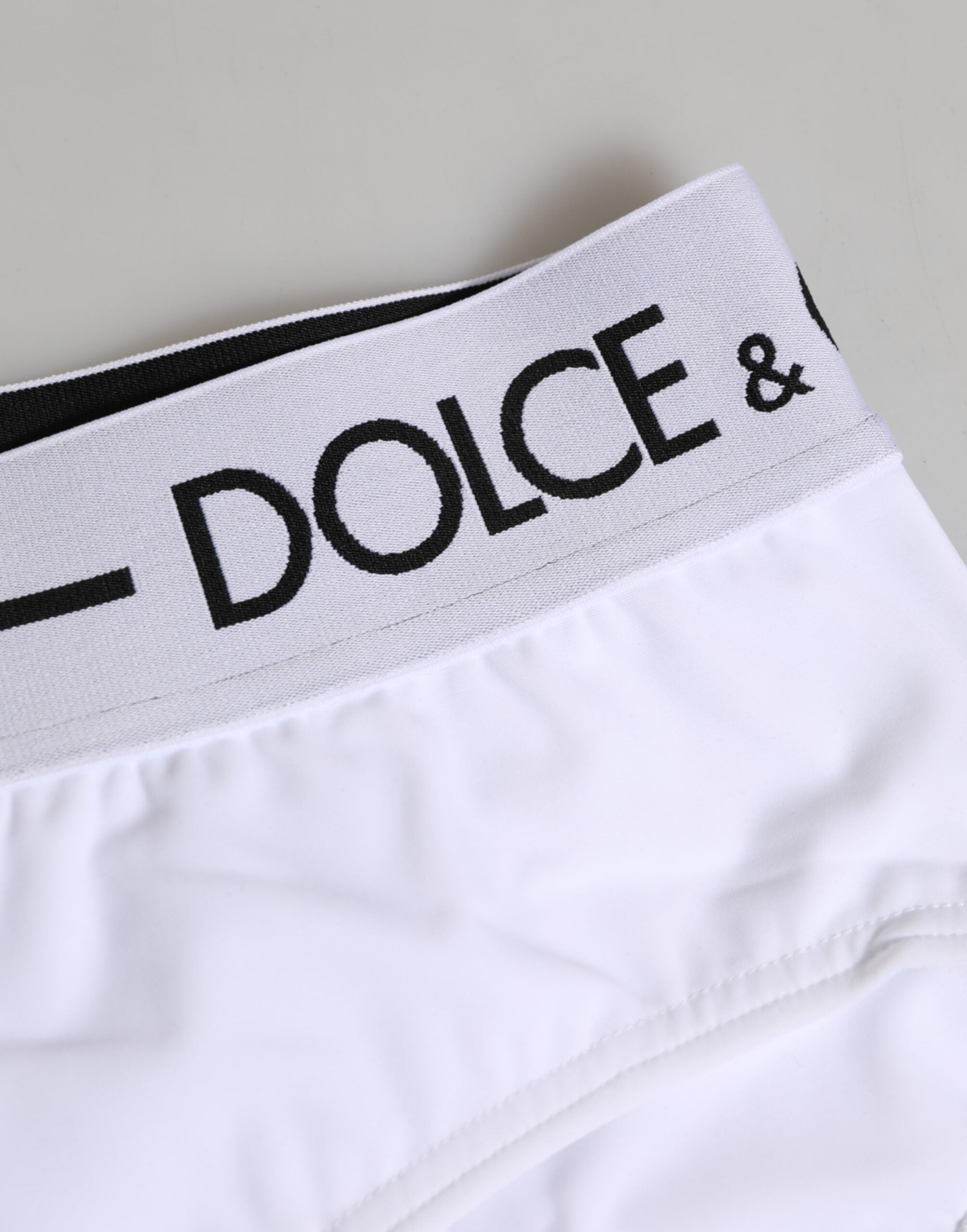 Dolce & Gabbana White Nylon Logo Waistband Shorts Underwear