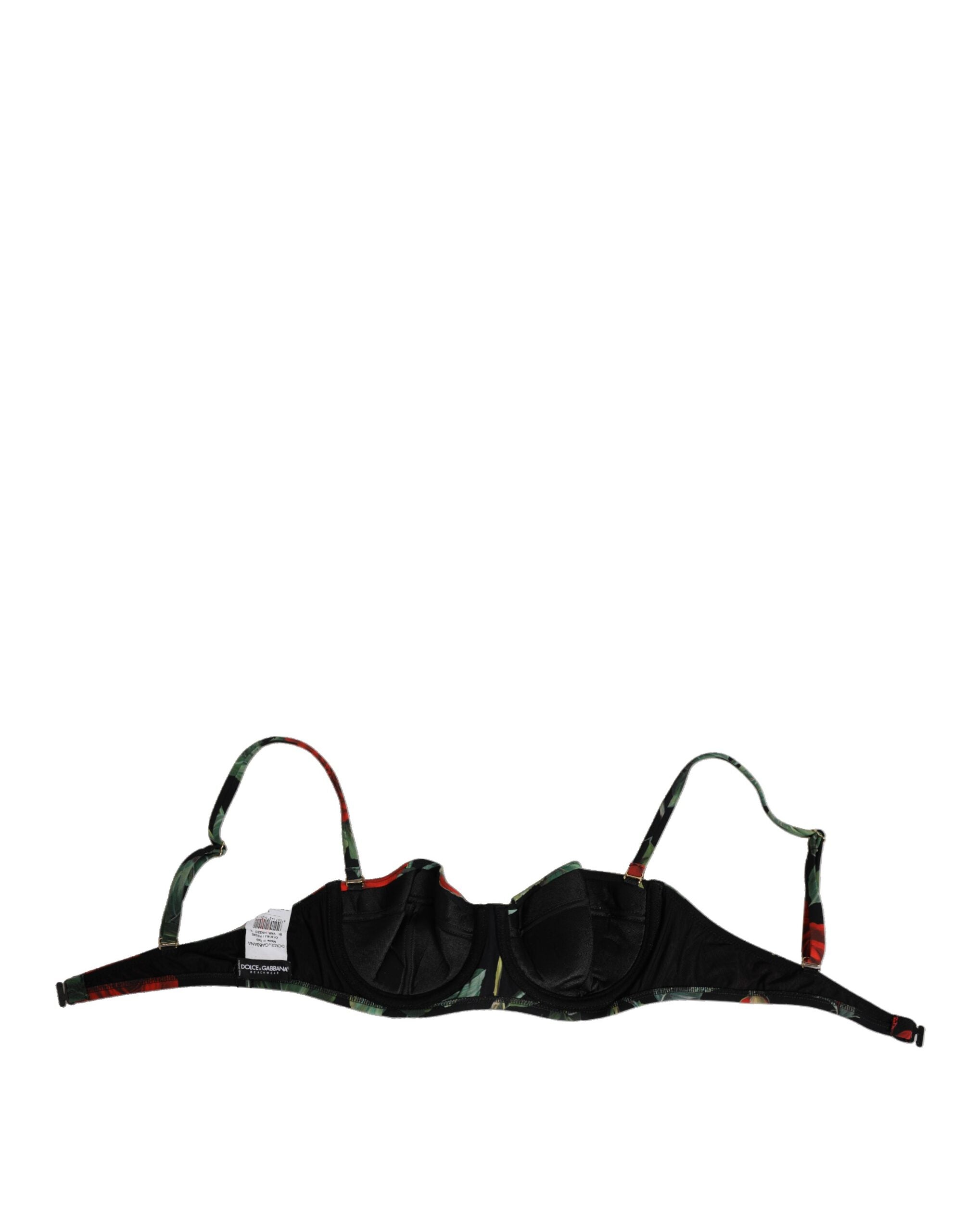 Dolce & Gabbana Black Floral Nylon Padded Balconnet Bra Underwear