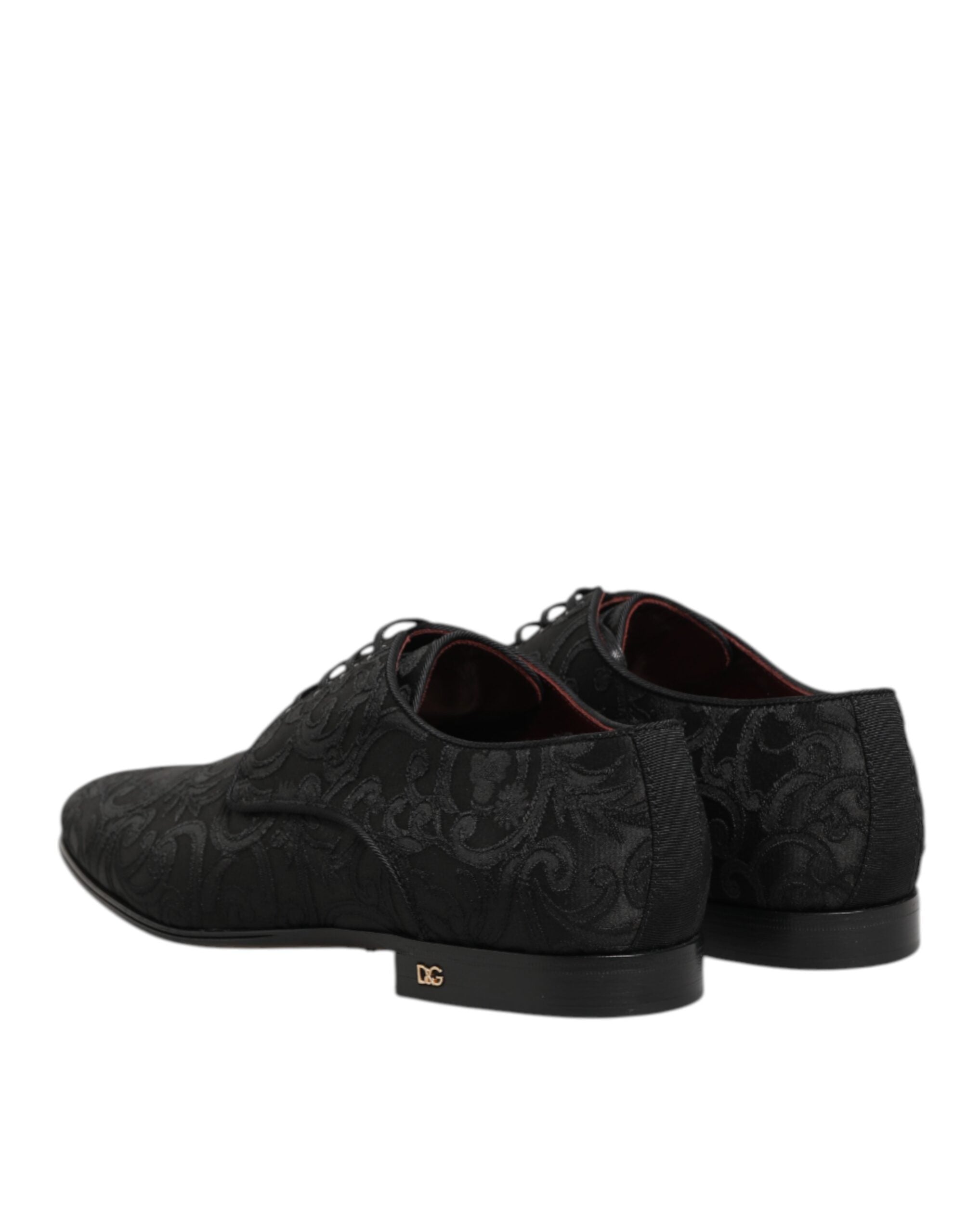 Dolce & Gabbana Black Brocade Lace Up Derby Men Dress Shoes