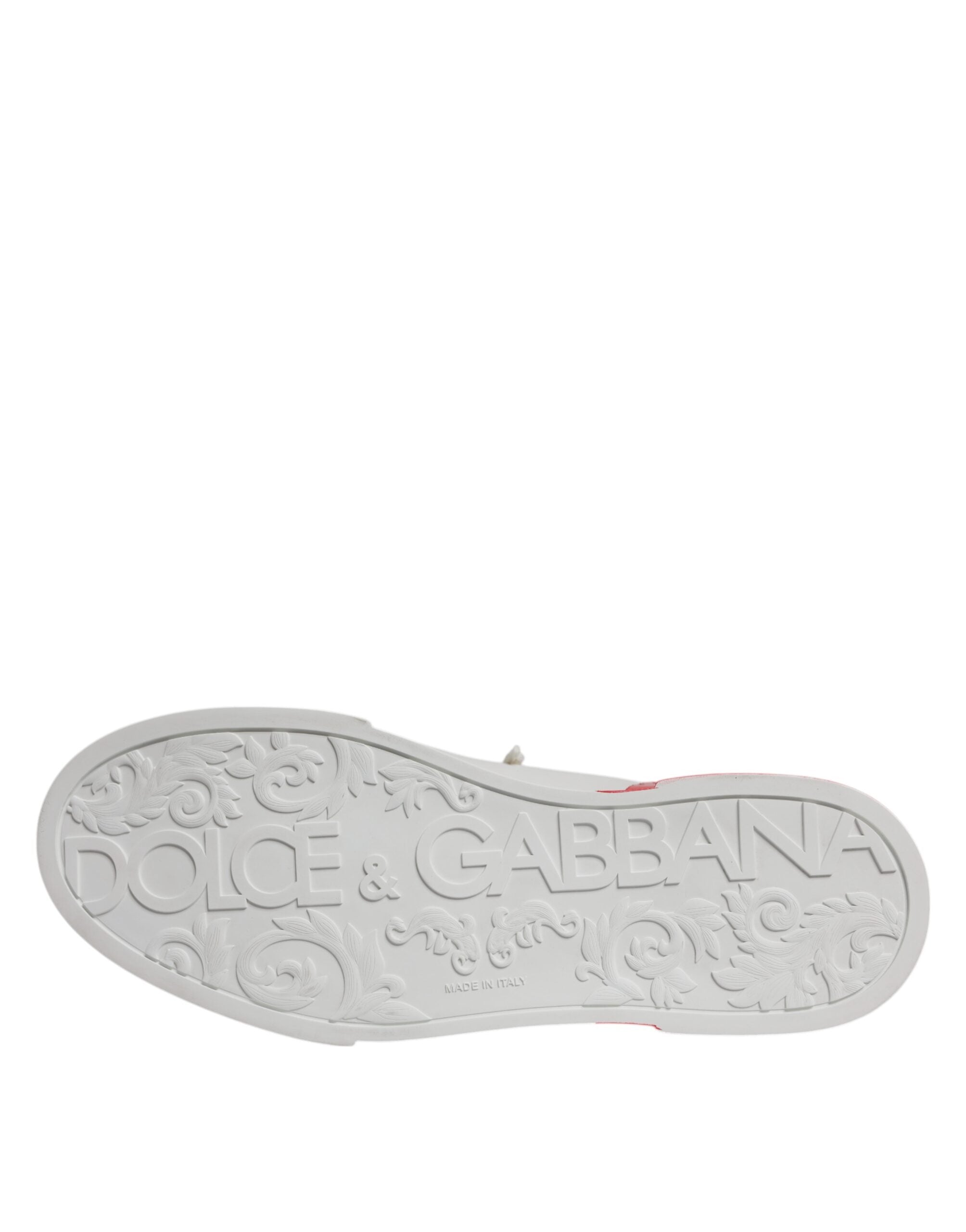 Dolce & Gabbana White Red Portofino Low Top Men Sneakers Shoes