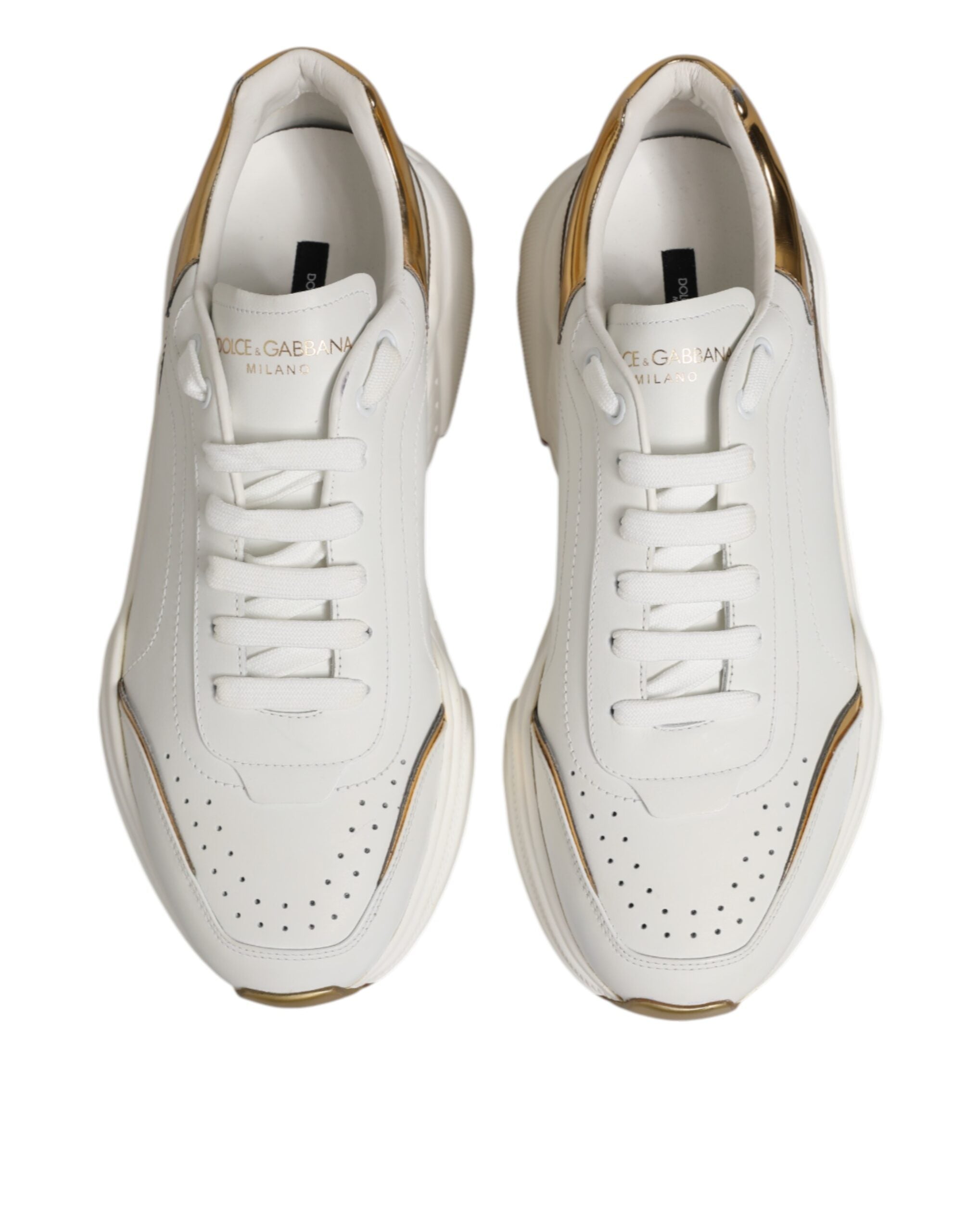 Dolce & Gabbana White Gold Daymaster Low Top Sneakers Shoes