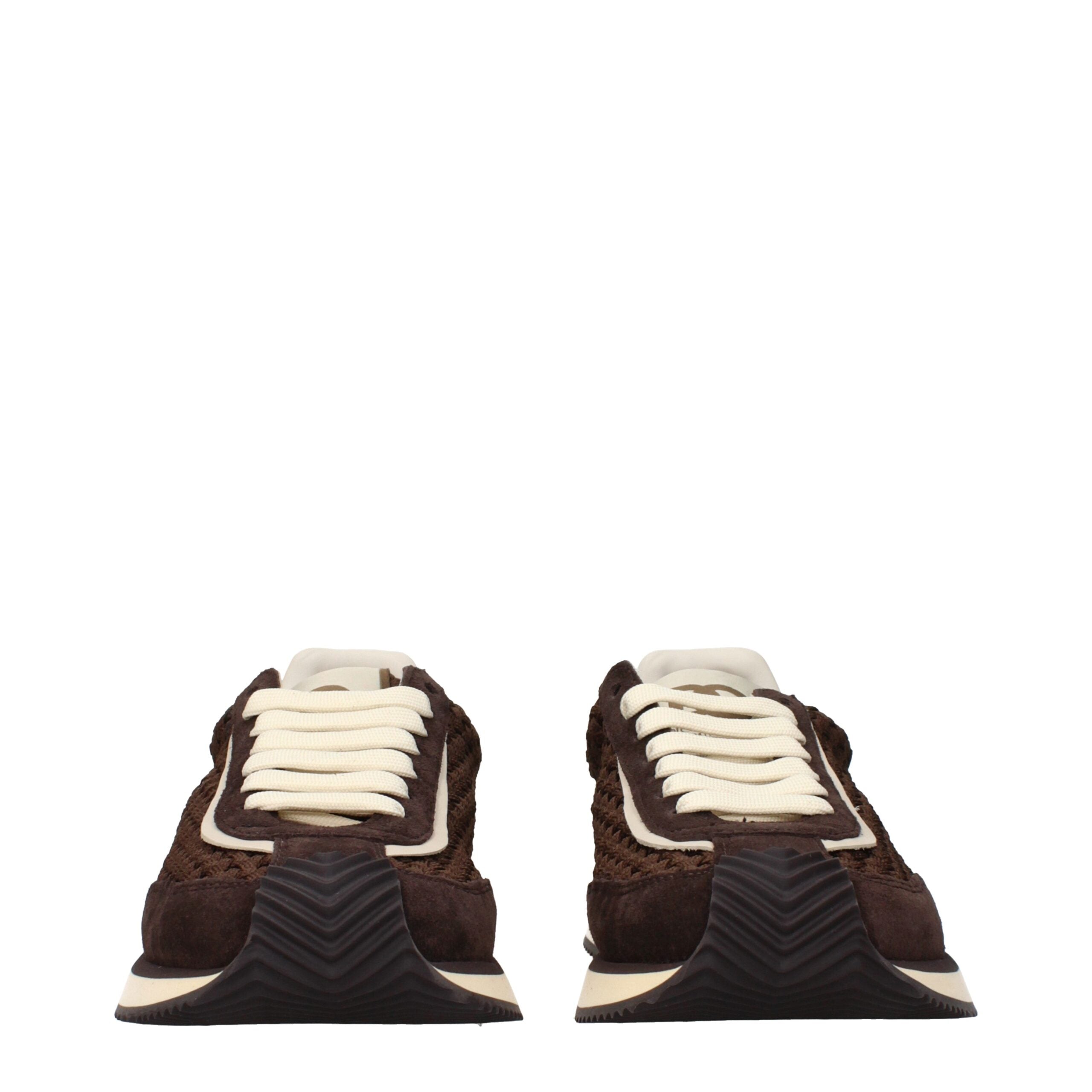 Dolce & Gabbana Brown Fabric Low Top Sneakers