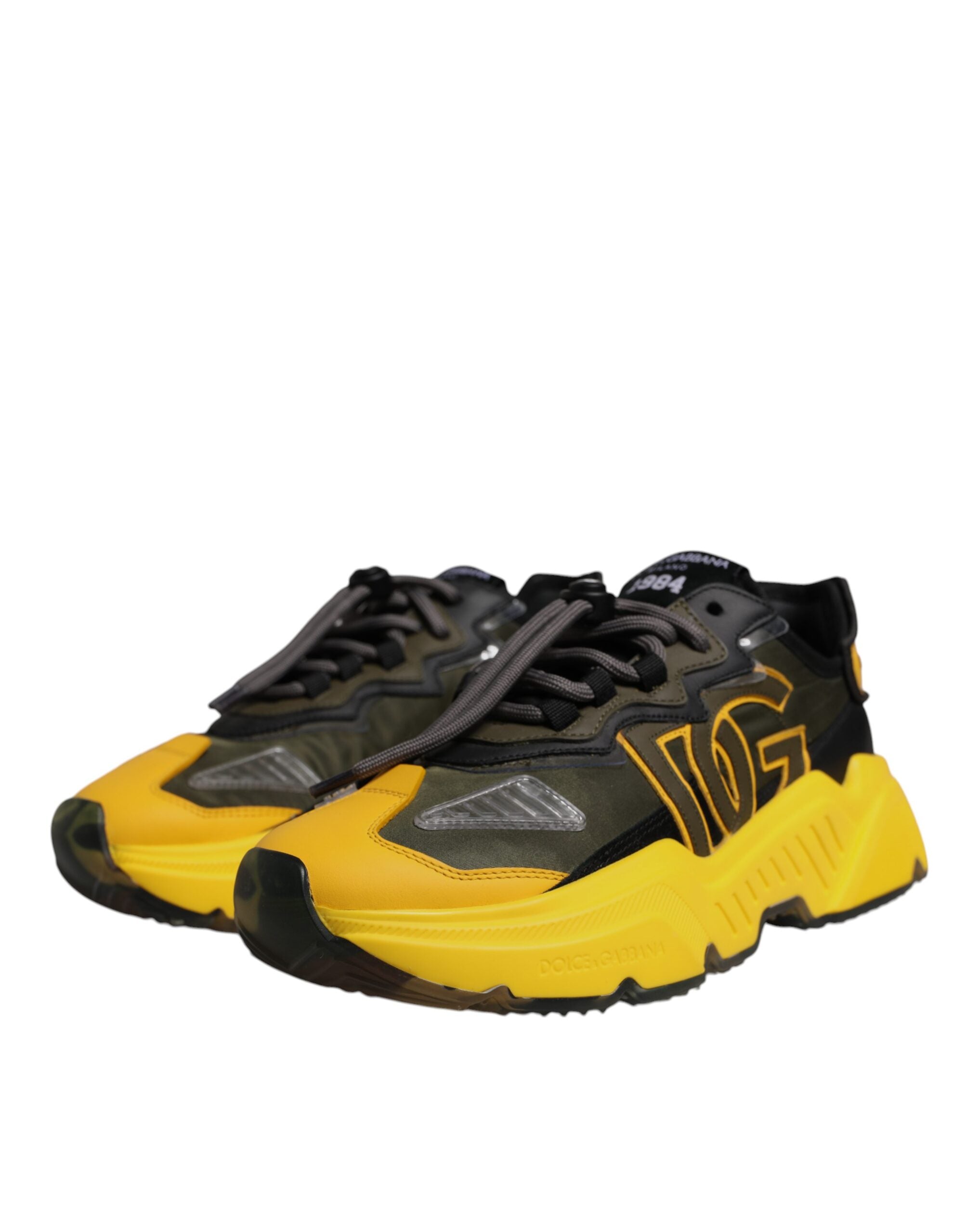 Dolce & Gabbana Black Yellow Daymaster Low Top Sneakers Shoes