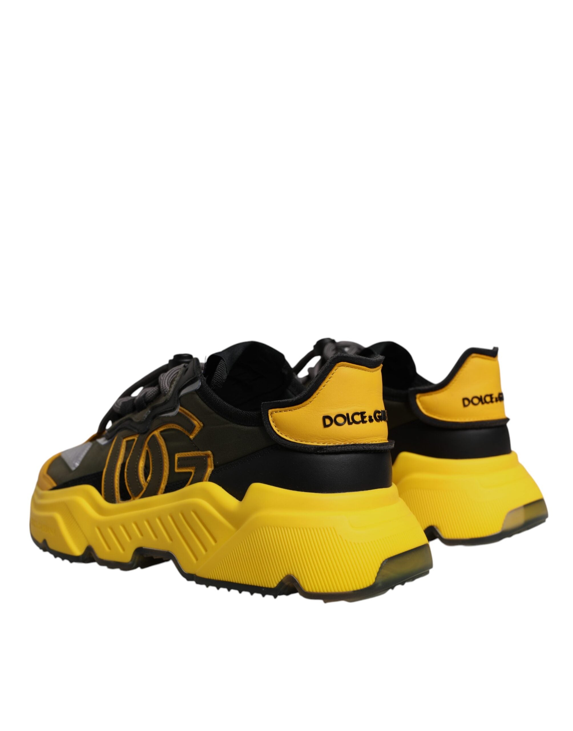 Dolce & Gabbana Black Yellow Daymaster Low Top Sneakers Shoes
