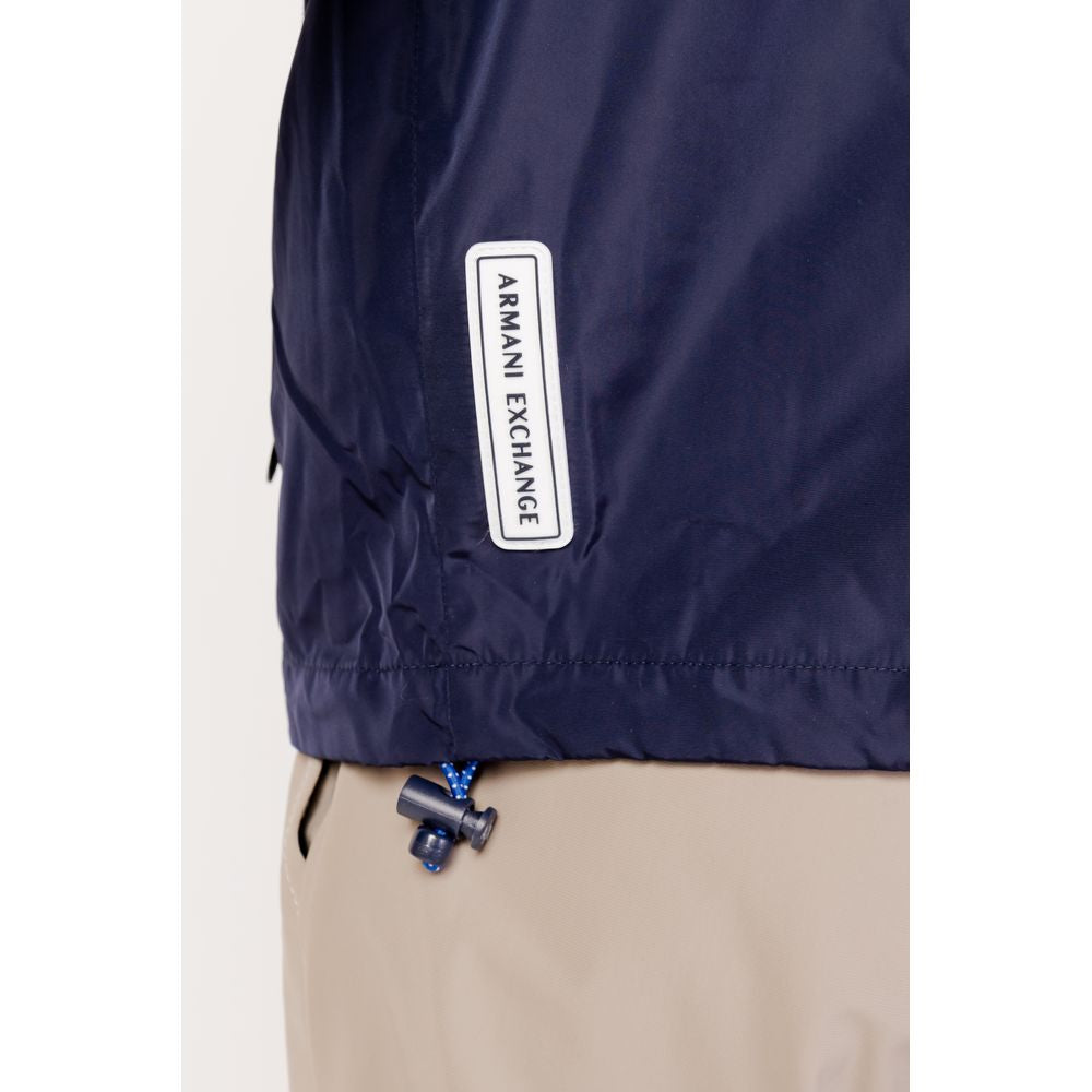 Armani Exchange Blue Polyester Shell Jacket - Luxe Designer Couture