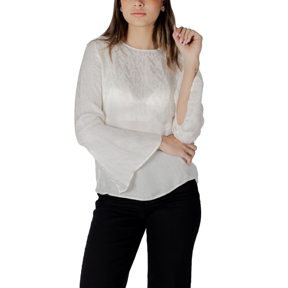 Elevate your wardrobe with the Armani Exchange Cream Viscose Blouse from the SS25 collection, crafted from sumptuous viscose for timeless elegance and fluidity.