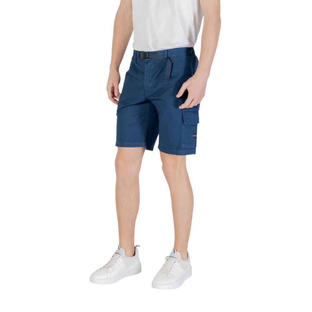 Hugo Boss Blue Cotton Bermuda Shorts - Luxurious Summer Elegance