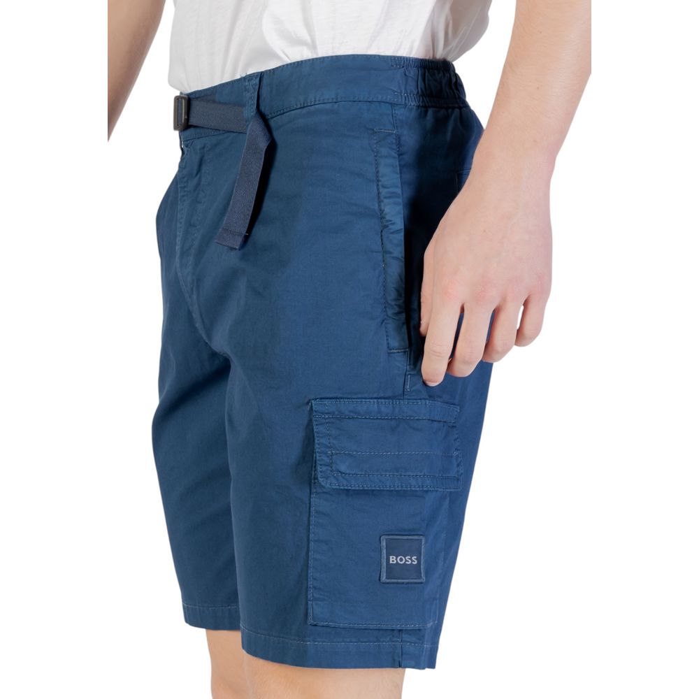 Hugo Boss Blue Cotton Bermuda Shorts - Luxurious Summer Elegance