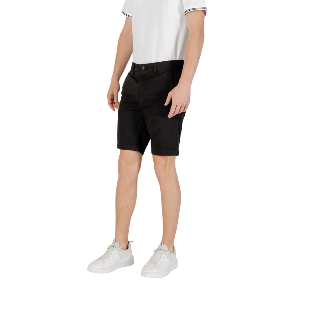 Elevate your summer wardrobe with Hugo Boss Black Cotton Bermuda Shorts, crafted from premium cotton and elastane for unparalleled comfort and sophistication.