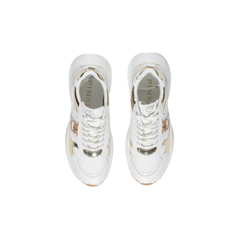 Elevate your elegance with PINKO White Leather Chunky Sneakers from the SS25 collection, where exquisite craftsmanship meets luxurious comfort for every occasion.