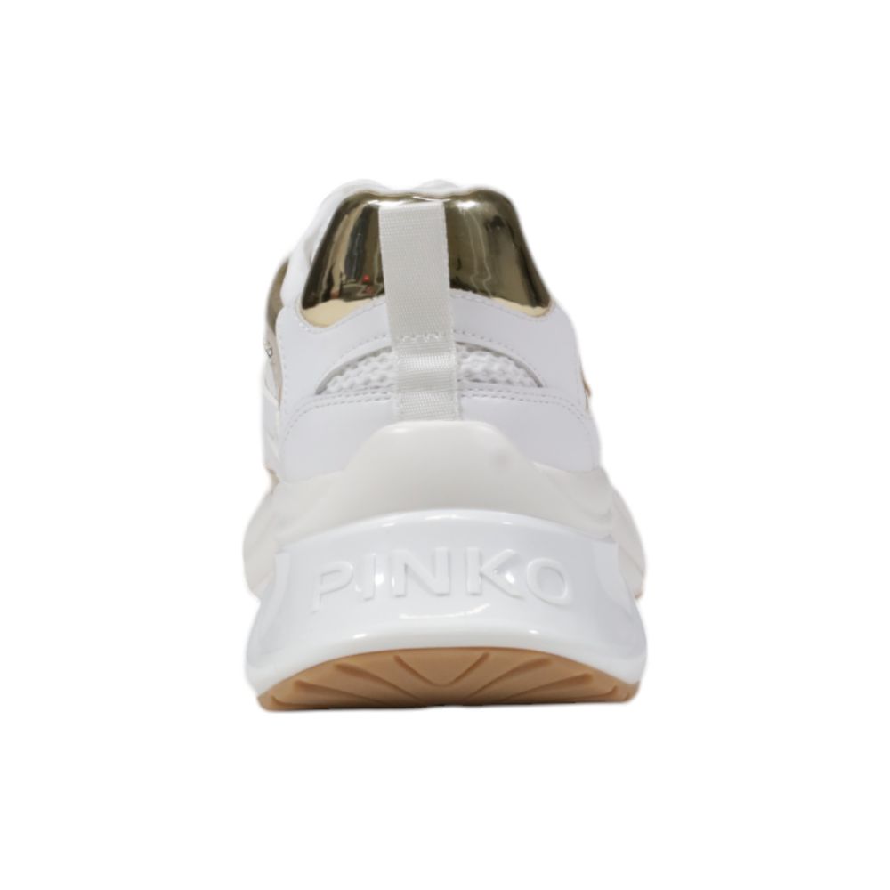 Elevate your elegance with PINKO White Leather Chunky Sneakers from the SS25 collection, where luxurious craftsmanship meets contemporary design for the discerning individual.