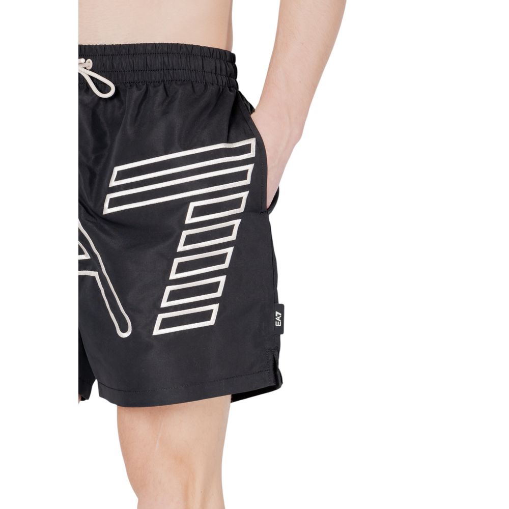 EA7 Emporio Armani Black Polyester Swim Shorts