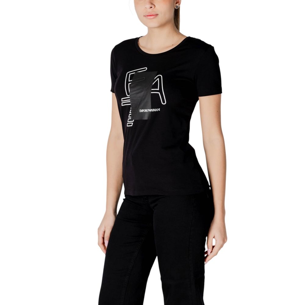 Elevate your style with the EA7 Emporio Armani Black Cotton T-Shirt from the SS25 collection, a luxurious blend of comfort and sophistication, perfect for the discerning individual.